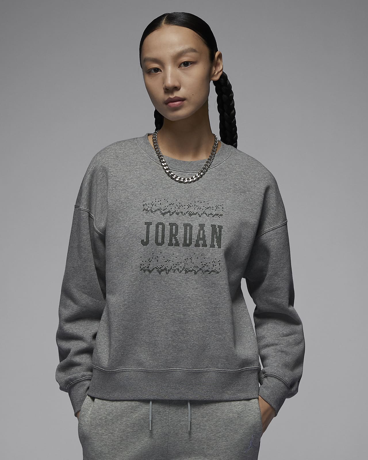 Jordan Brooklyn 女子印花加绒圆领运动衫