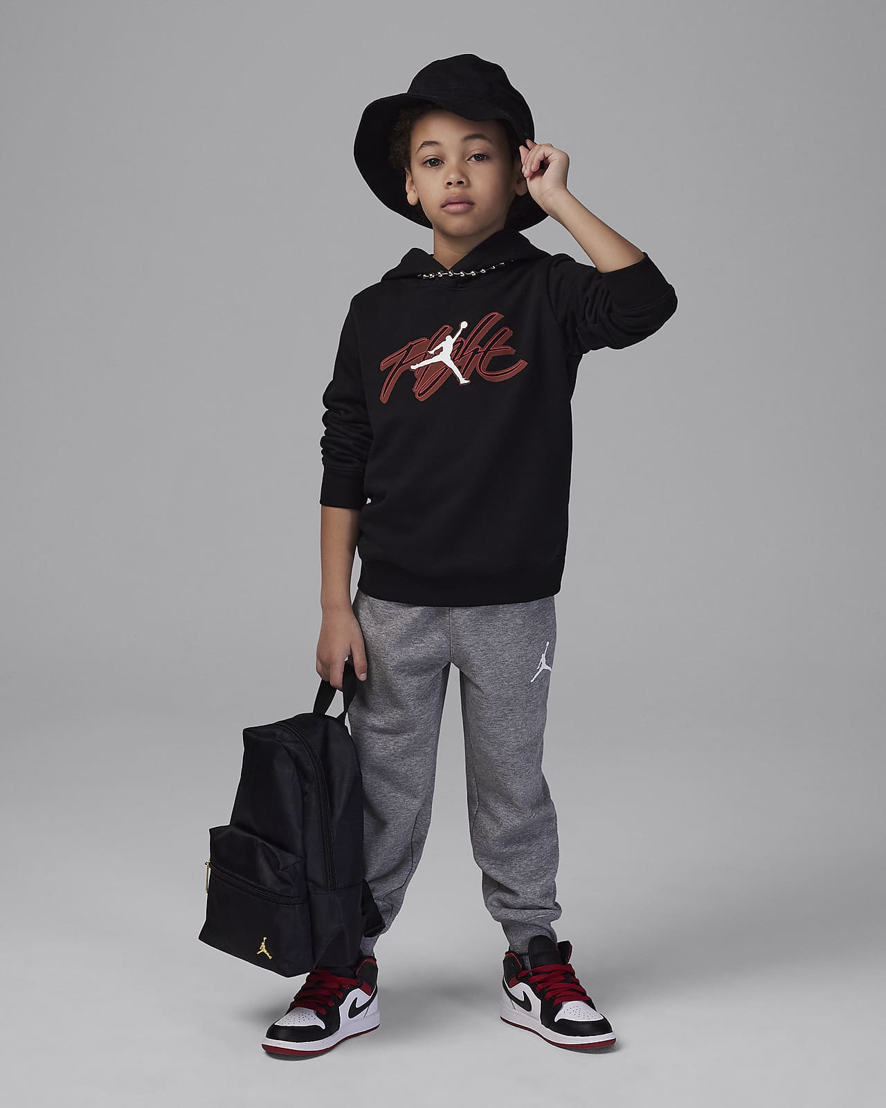 Jordan Flight 幼童加绒套头连帽衫和长裤套装