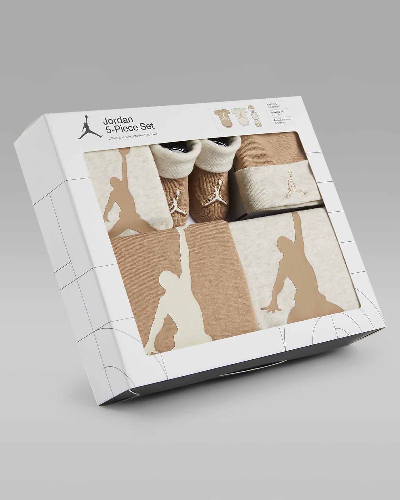 Jordan 5-Piece Core Gift Set 婴童连体衣、针织帽、围兜和学步袜套装 