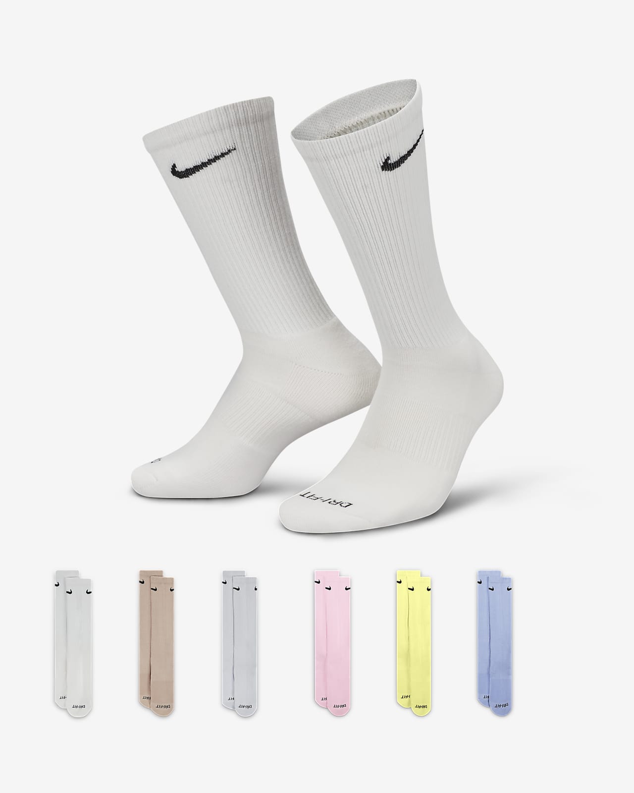Nike Everyday Plus 舒适速干中筒训练袜（6 双）