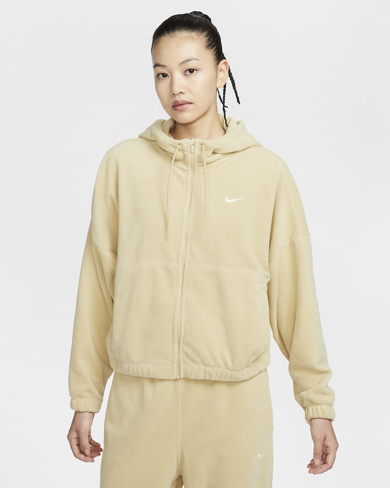 Nike One Therma-FIT 女子 Oversize 风摇粒绒全长拉链开襟连帽衫