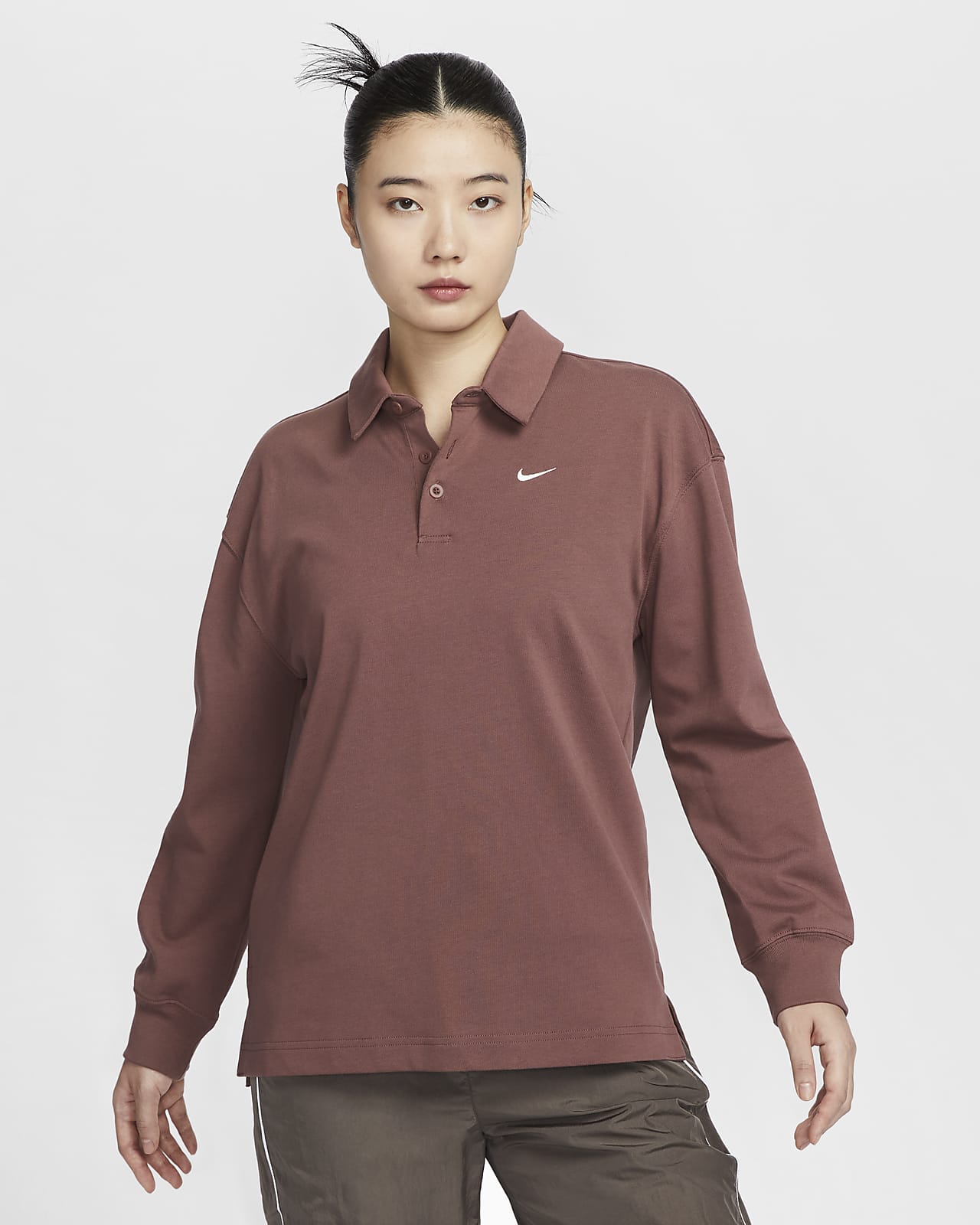 Nike Sportswear Essential 女子 Oversize 风长袖翻领T恤