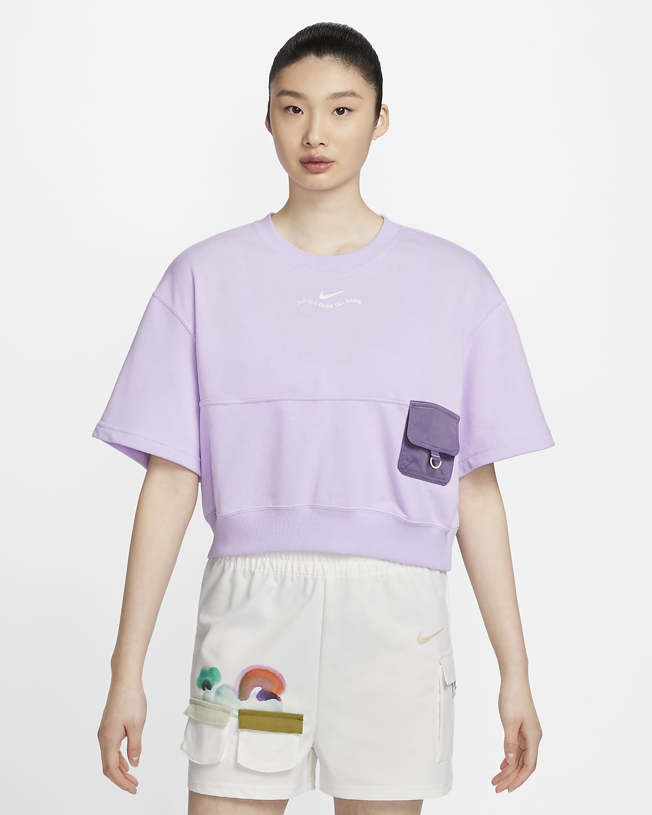 Nike Sportswear 女子法式毛圈短袖短款上衣