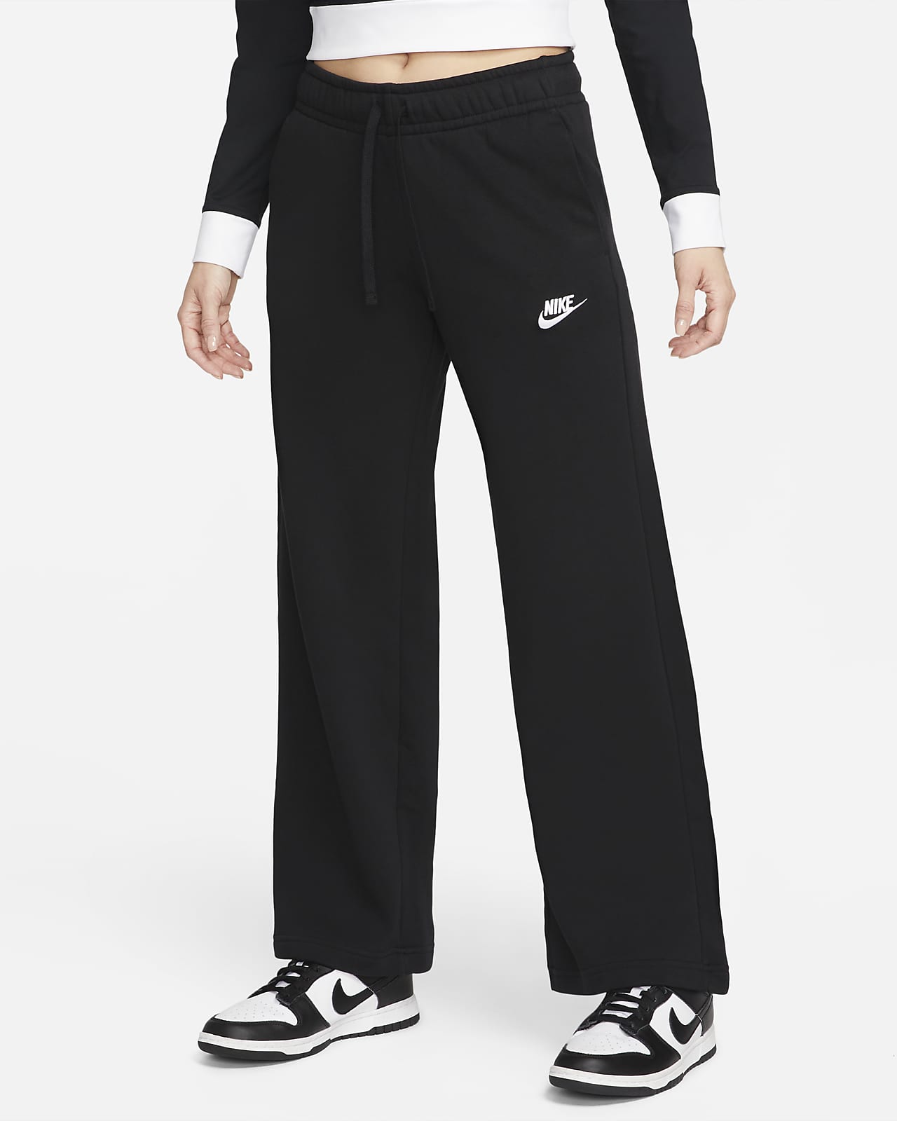 Nike Sportswear Club Fleece 女子中腰阔腿薄绒运动裤