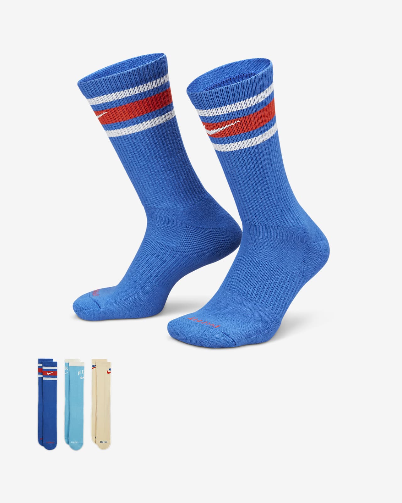 Nike Everyday Plus 舒适速干中筒运动袜（3 双）