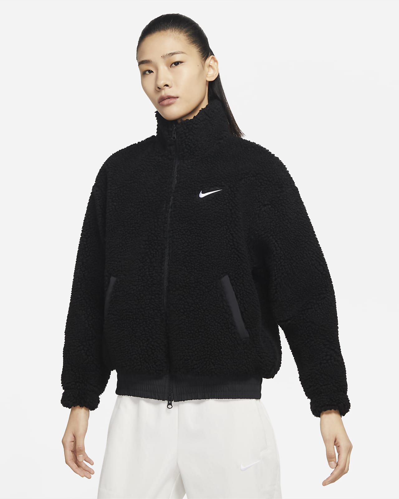 Nike Sportswear Swoosh 女子仿羊羔绒夹克