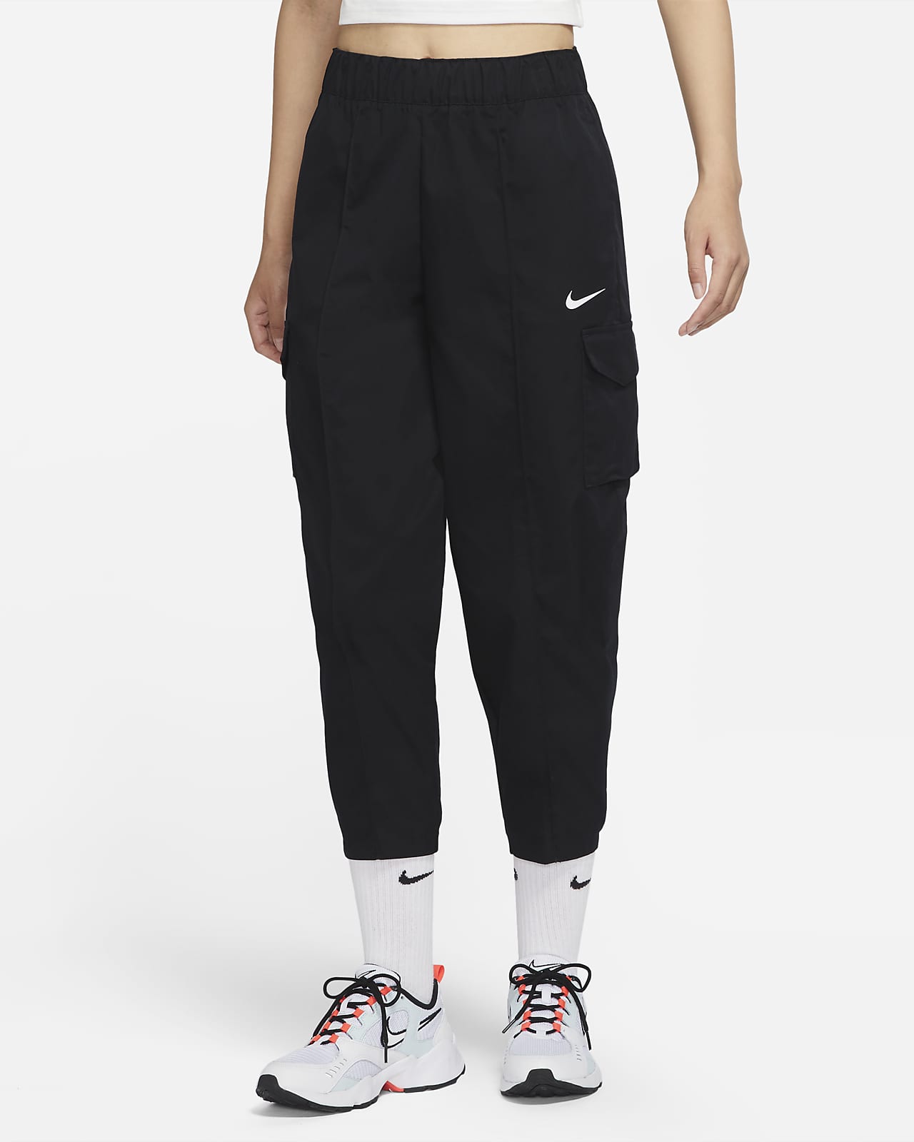 Nike Sportswear Essentials 女子弧形立体剪裁高腰梭织中长裤