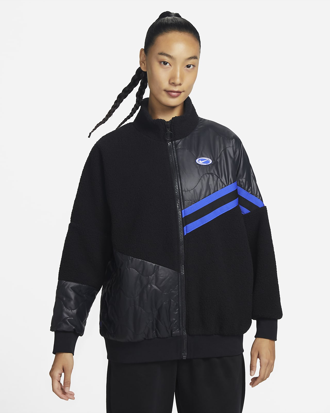 Nike Sportswear 女子摇粒绒拼接夹克