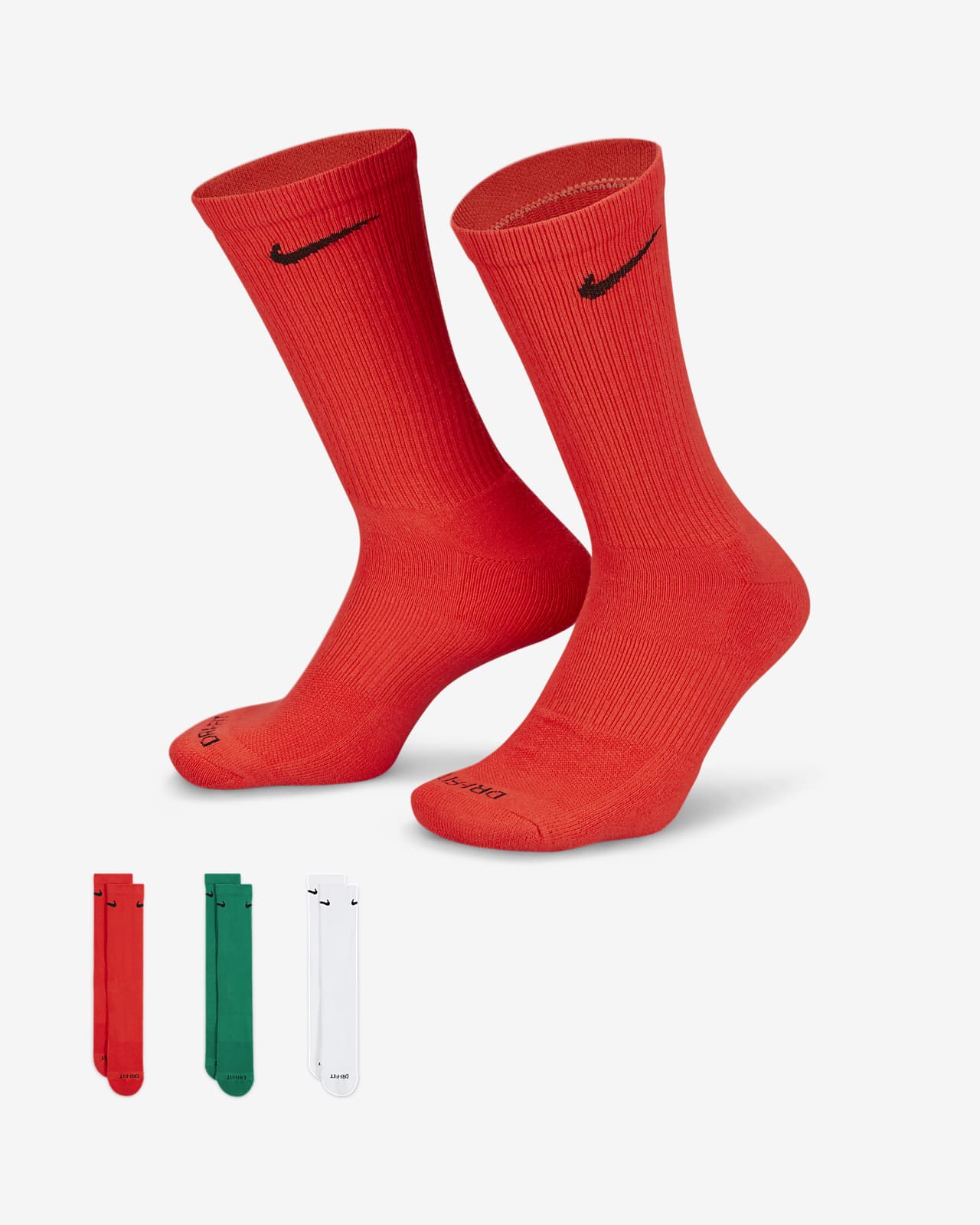 Nike Everyday Plus 舒适速干中筒训练袜（3 双）