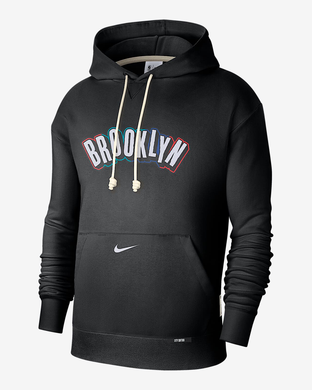 布鲁克林篮网队 Standard Issue Courtside Nike Dri-FIT 男子速干连帽衫