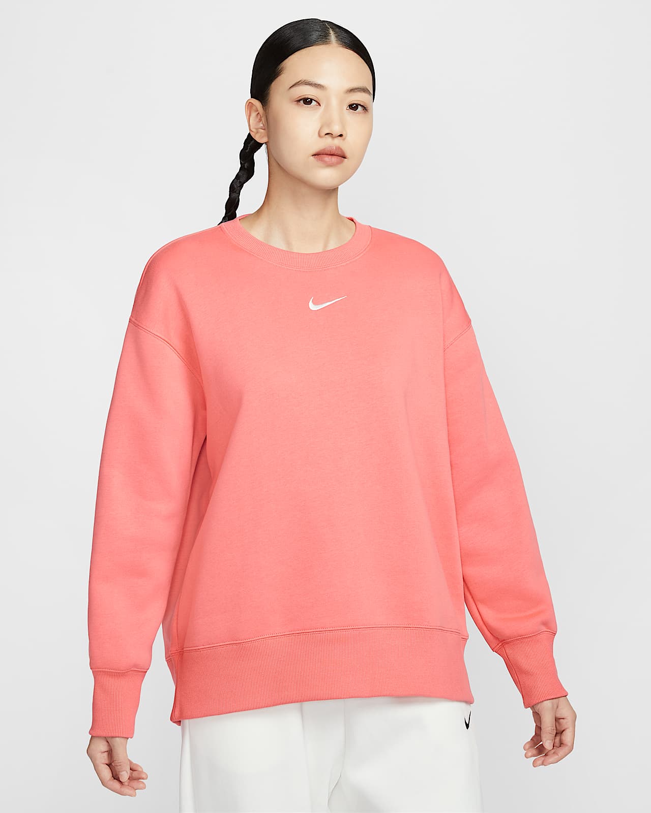 Oversized crew-neck Phoenix fleece sweatshirt, color PINK