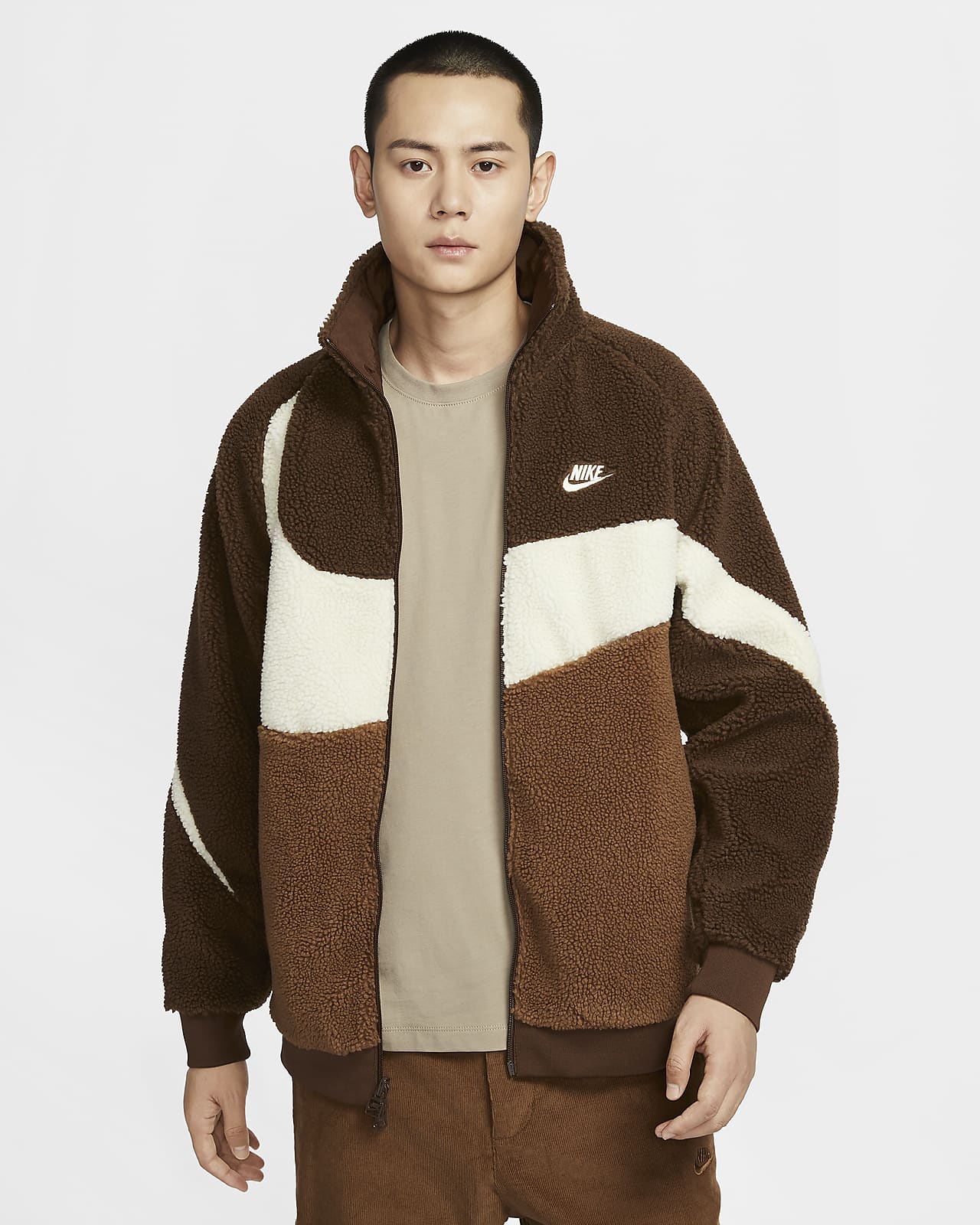 Nike Sportswear Swoosh 男子仿羊羔绒全长拉链开襟双面穿夹克