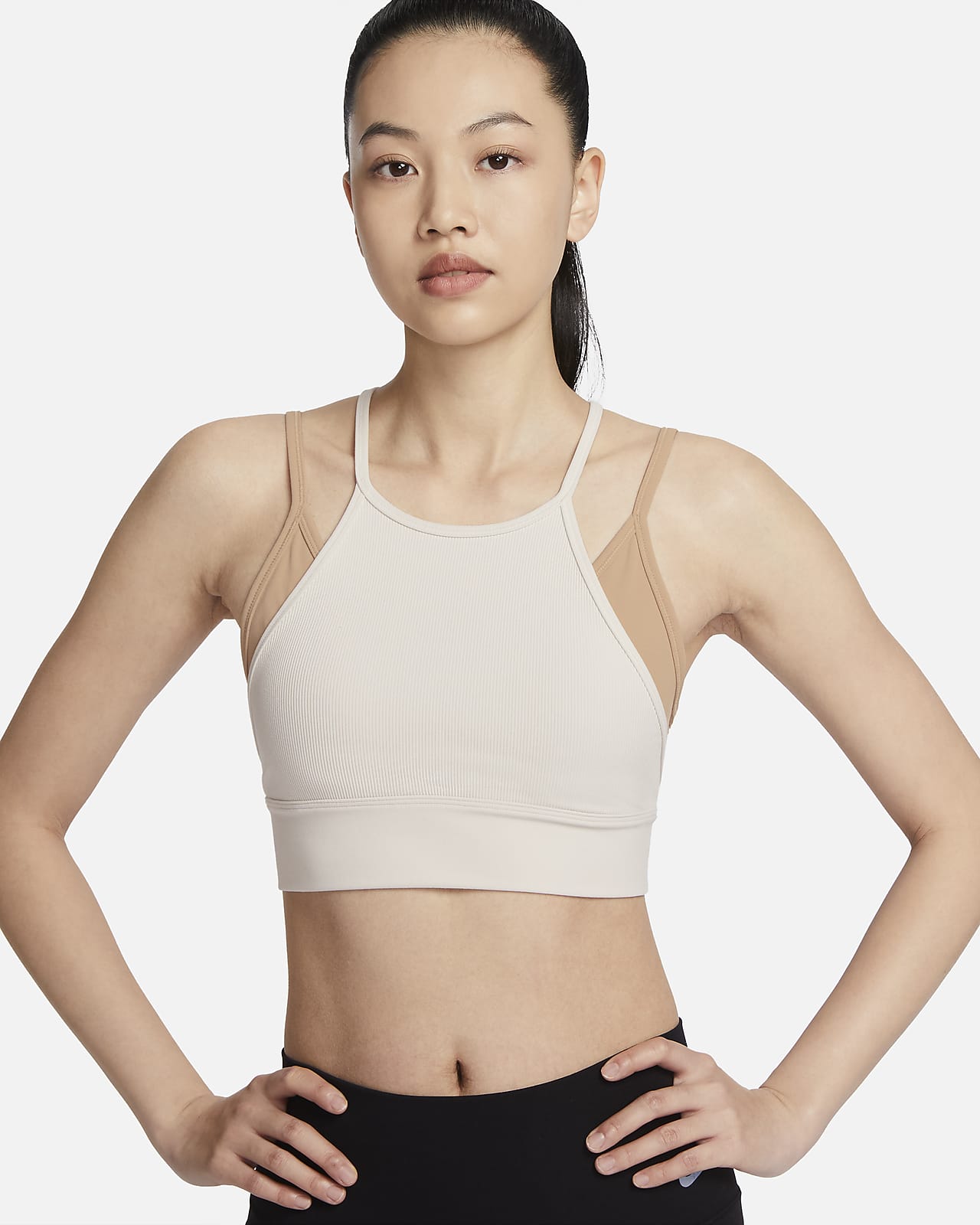 Nike Indy Strappy 女子低强度支撑速干衬垫罗纹长款运动内衣