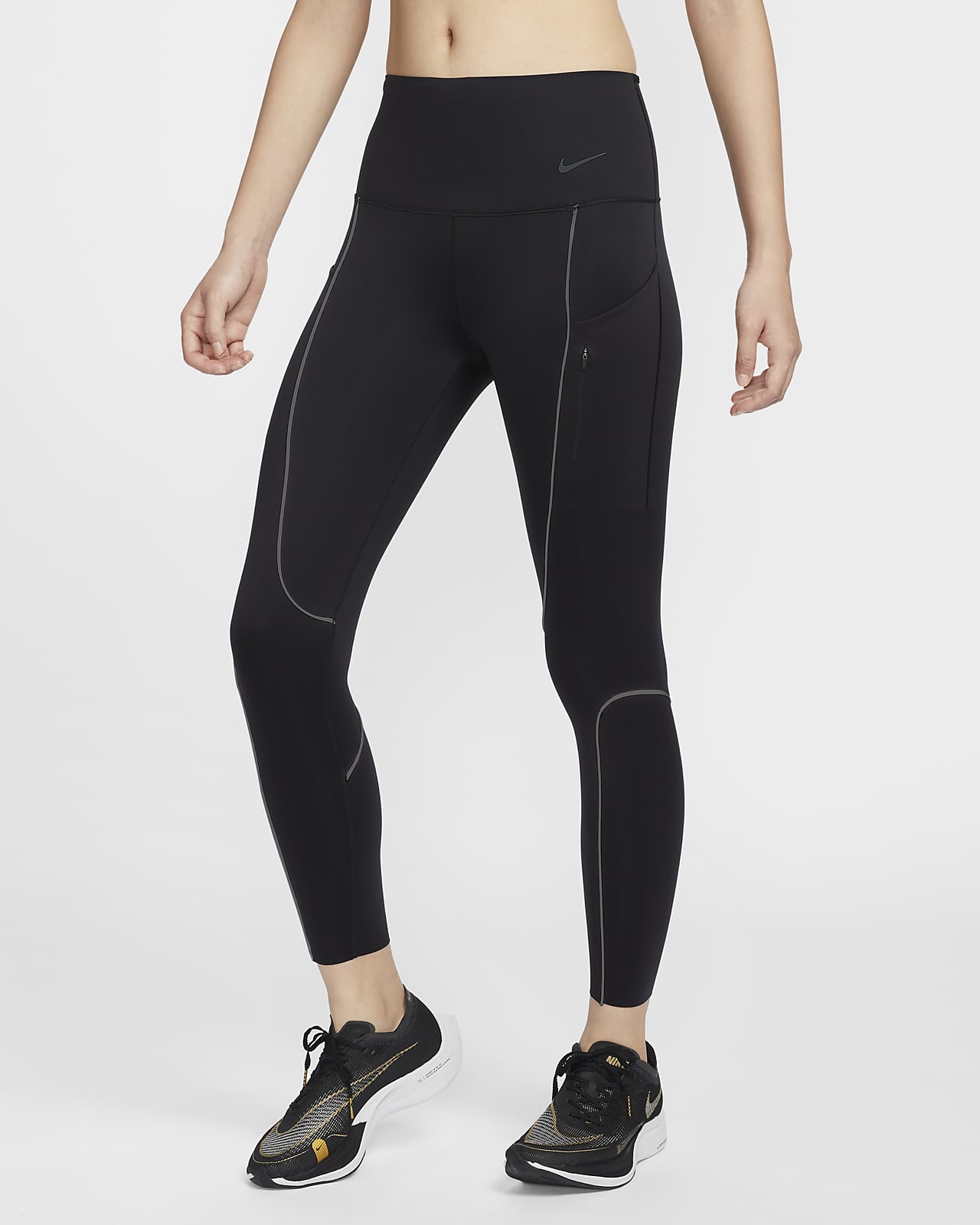 Nike Go 女子高强度包覆速干高腰口袋九分紧身裤