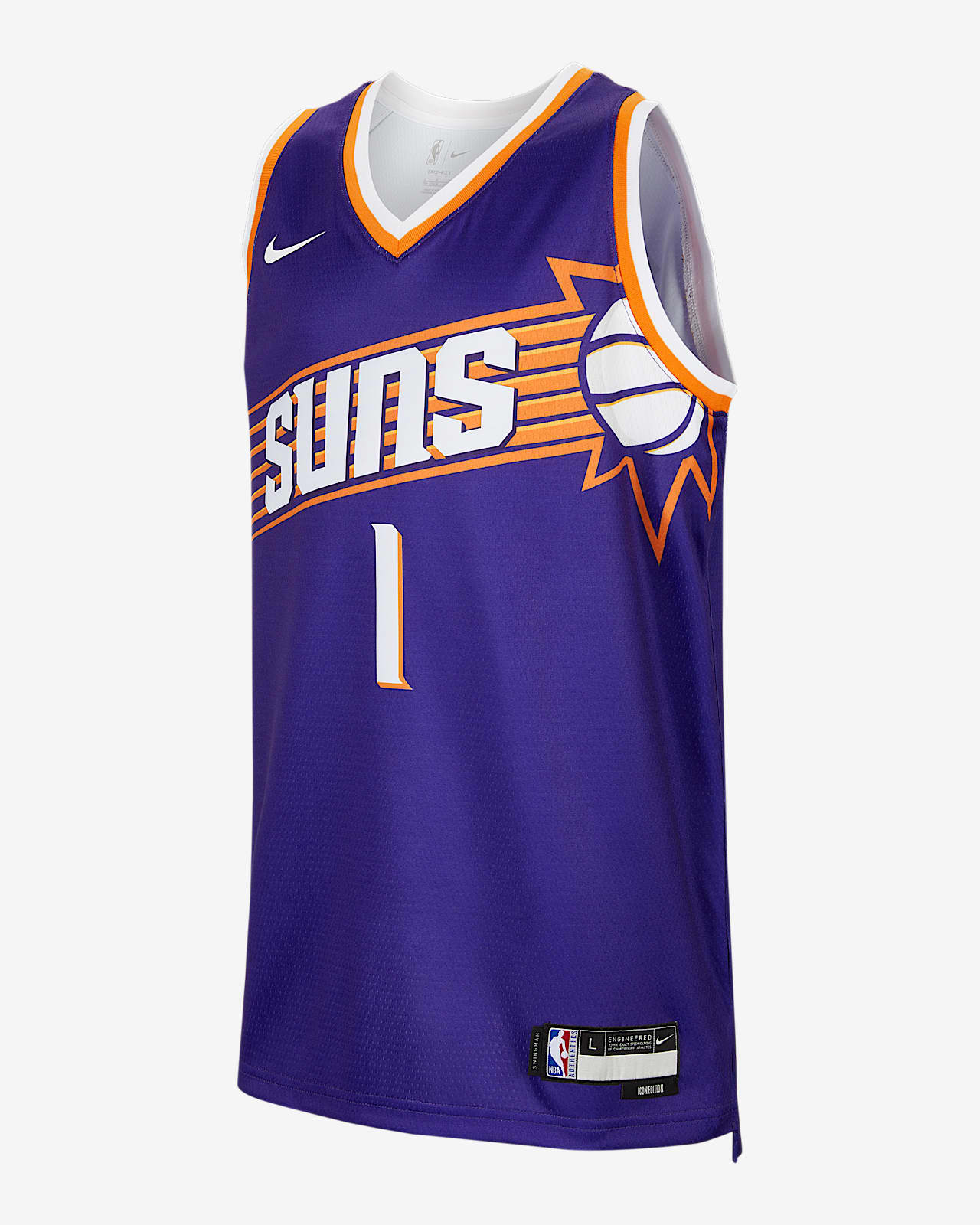2024/25 赛季菲尼克斯太阳队 (Devin Booker) Icon Edition Nike Dri-FIT NBA Swingman Jersey 德文布克大童（男孩）速干球衣