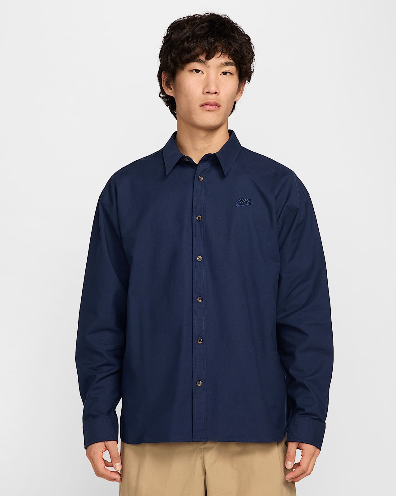 Nike Club 男子 Oversize 风长袖牛津布衬衫