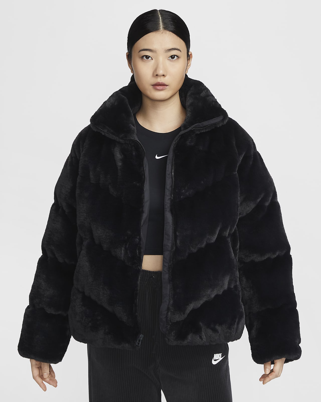 Nike Sportswear Windpuffer 暖风 Therma-FIT 女子宽松人造毛皮夹克
