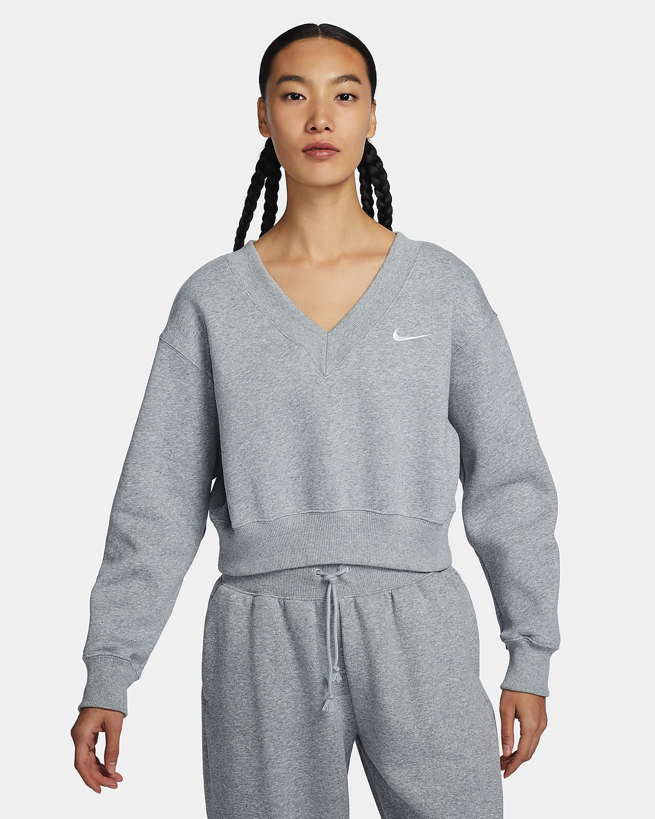 Nike Sportswear Phoenix Fleece 女子短款 V 领加绒上衣