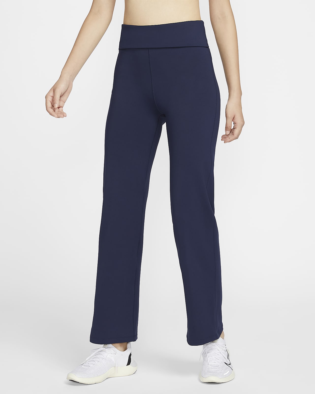 Nike One Dri-FIT 运动巴恩风女子速干高腰翻折长裤直筒裤