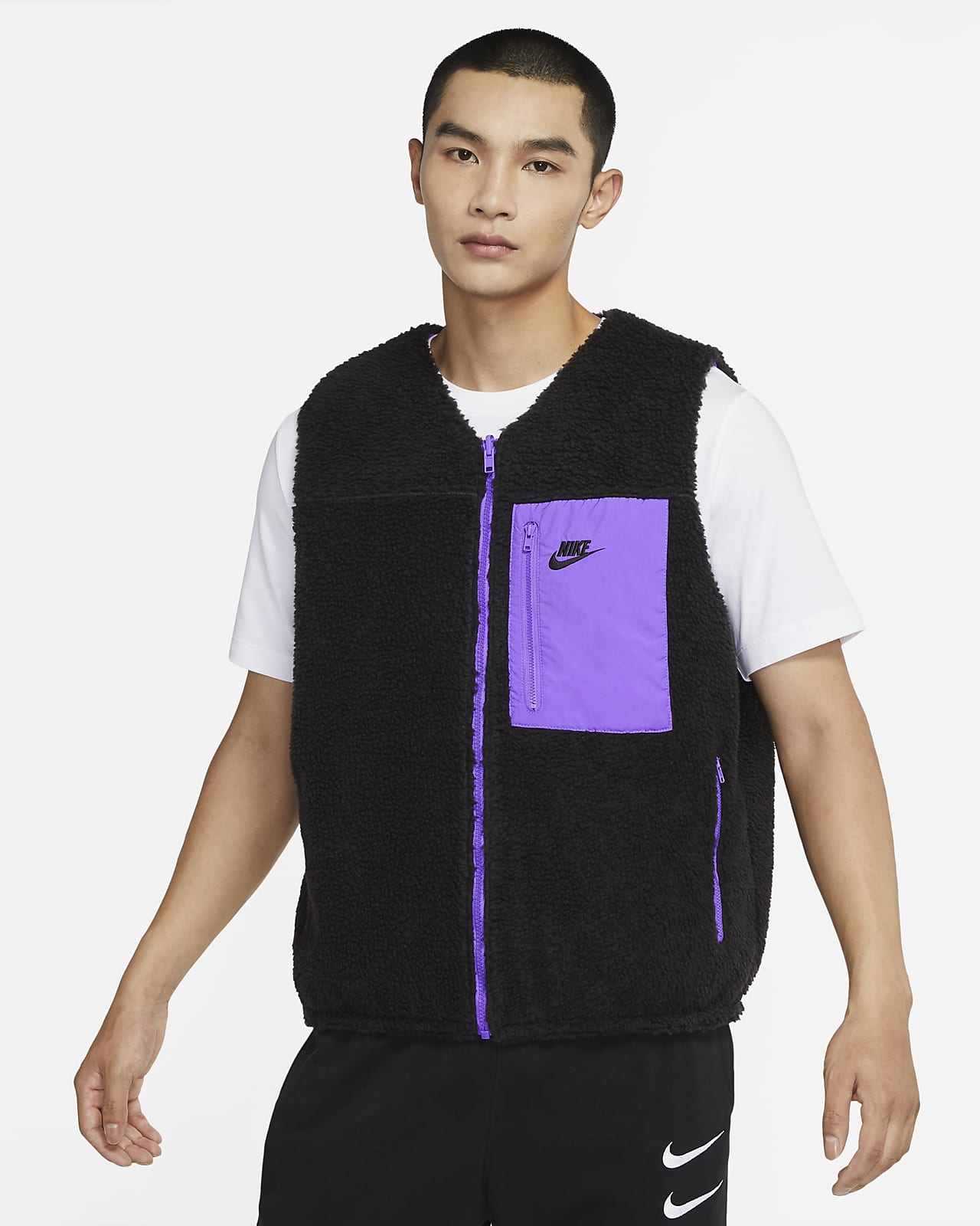 Nike Club+ 男子冬季款仿羊羔绒双面穿马甲