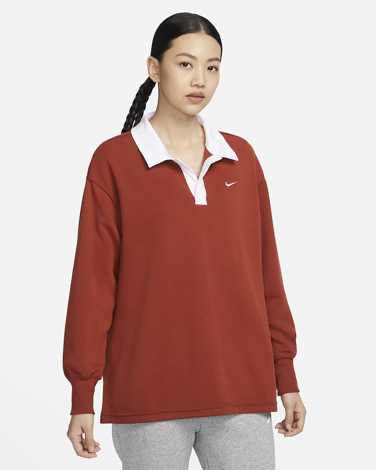 Nike Sportswear Essential 女子 Oversize 风长袖翻领T恤