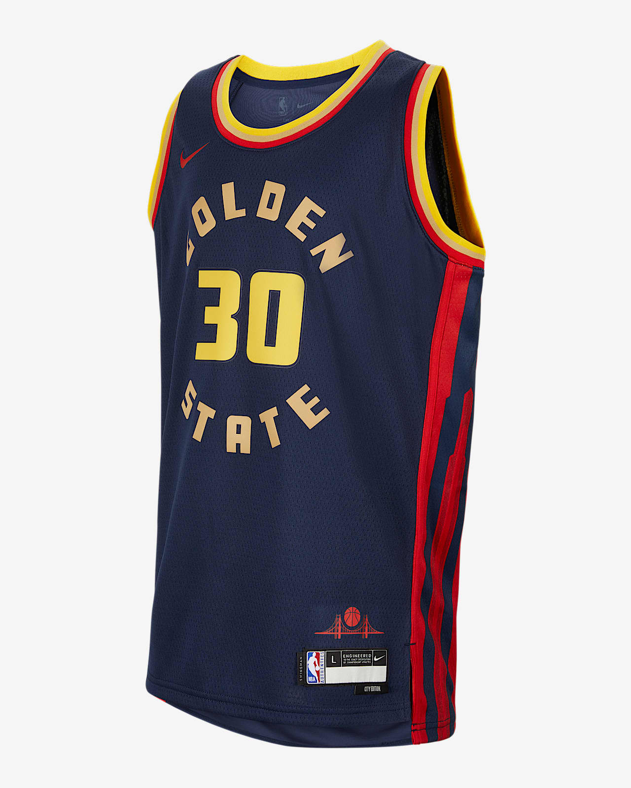 2024/25 赛季金州勇士队 (Stephen Curry) City Edition Nike Dri-FIT NBA Swingman Jersey 大童（男孩）速干球衣