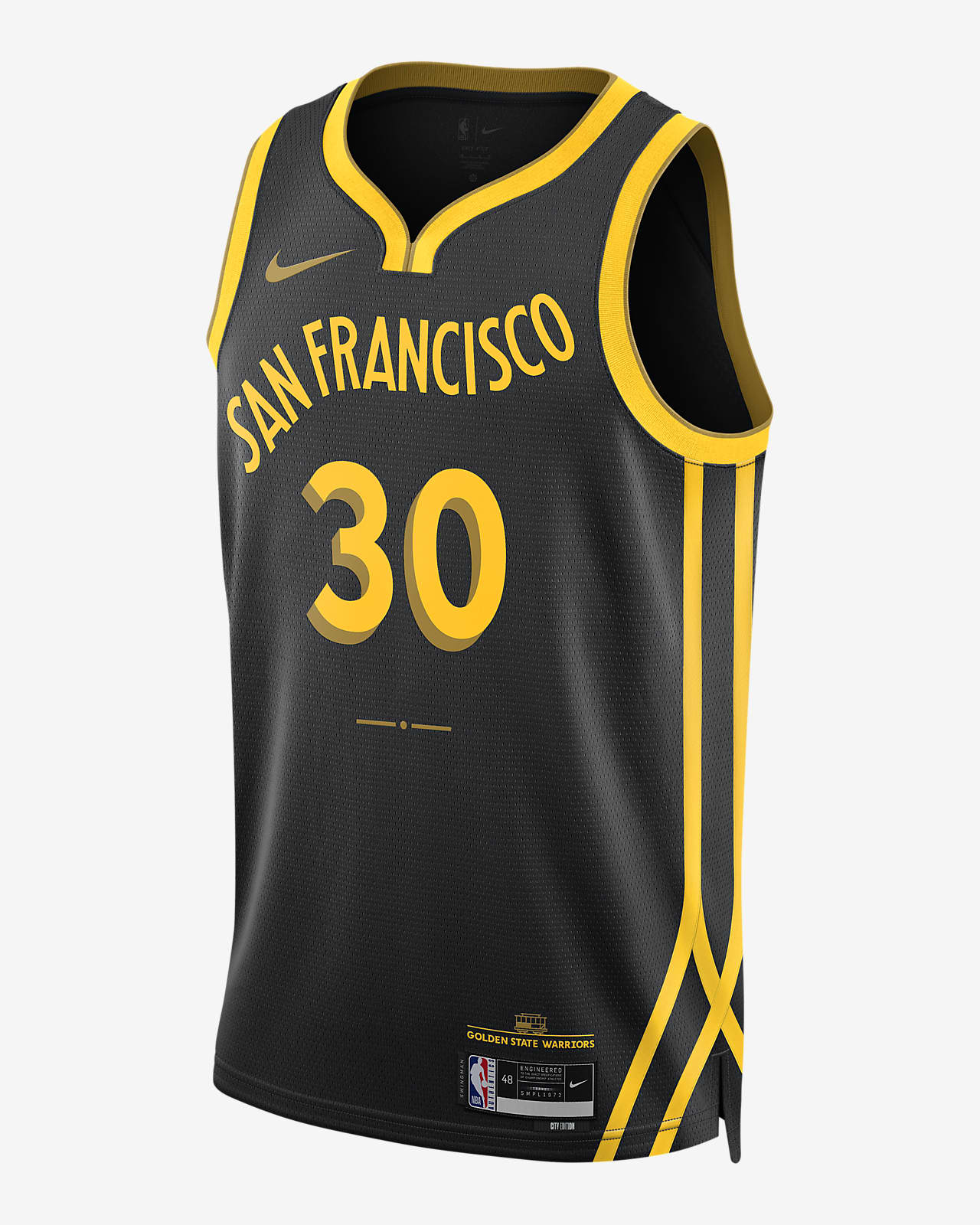 2023/24 赛季金州勇士队 (Stephen Curry) City Edition Nike Dri-FIT NBA Swingman Jersey 男子速干球衣