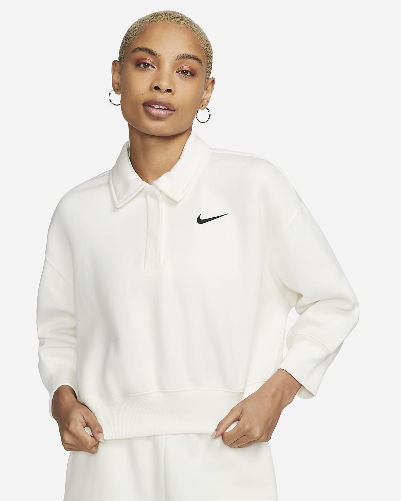 Nike Sportswear Phoenix Fleece 女子七分袖短款翻领运动衫