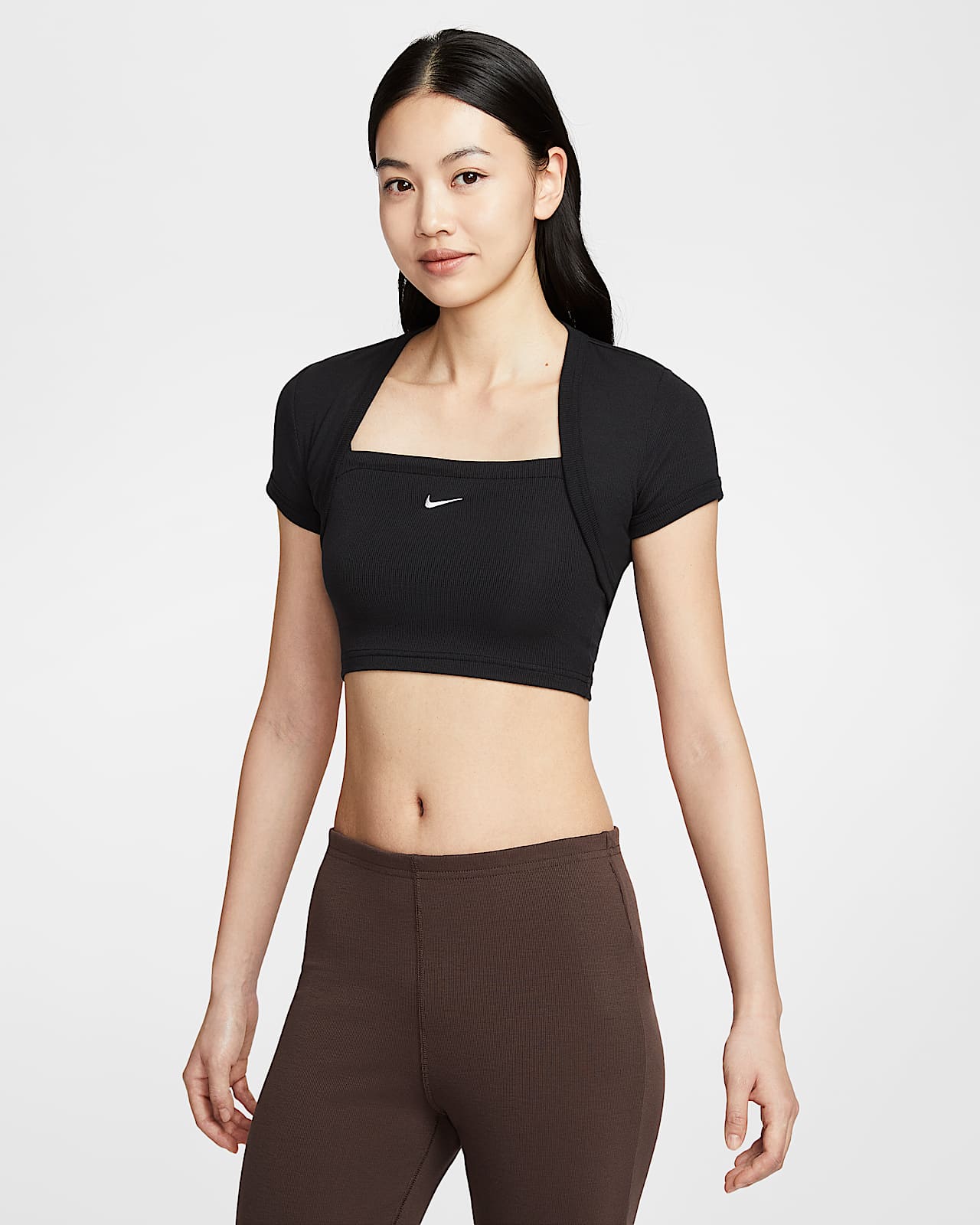 Nike Sportswear Chill Knit 女子紧身短款细罗纹三合一两件套上衣