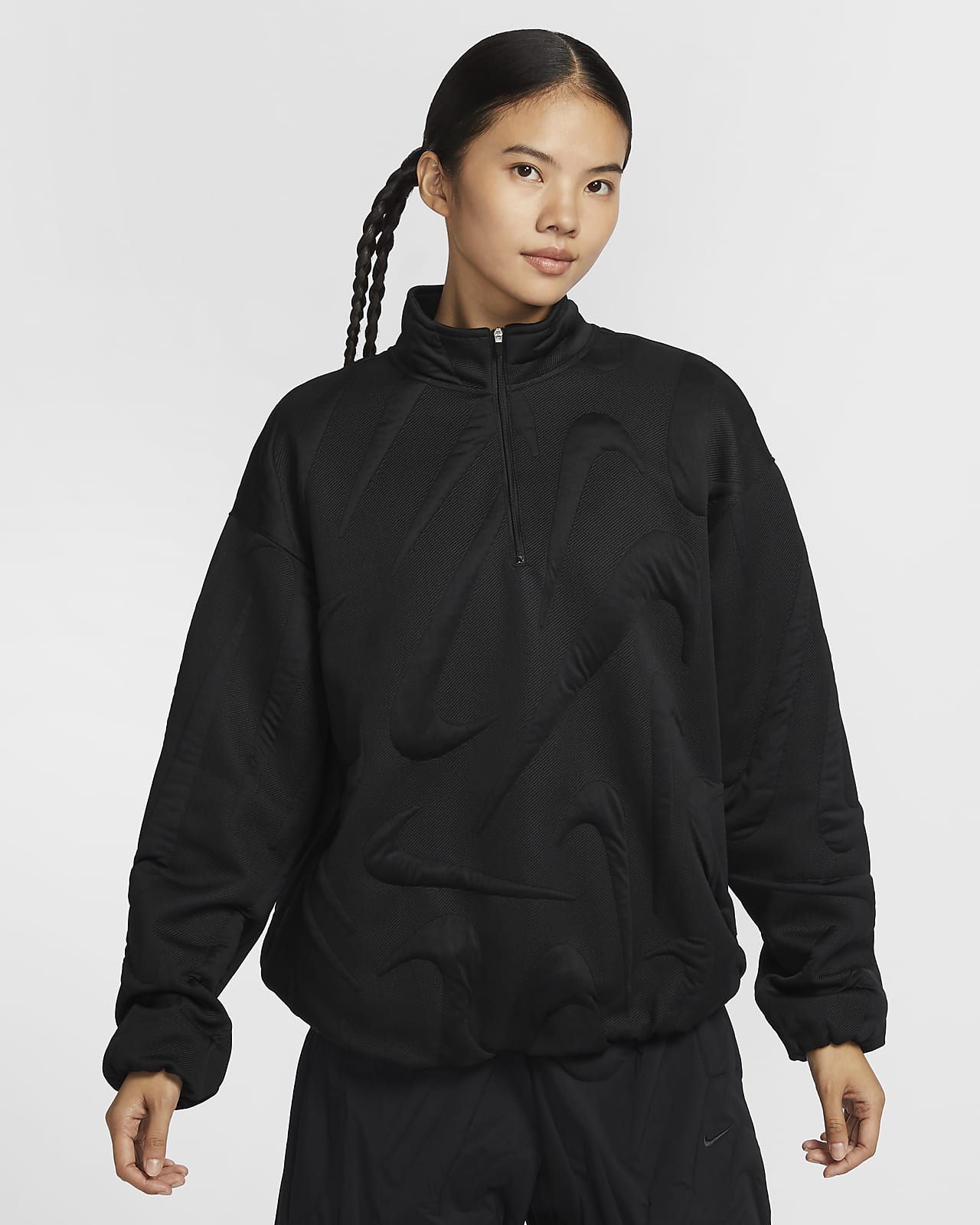 Nike Sportswear Collection 女子 Oversize 风舒适 1/4 拉链开襟标志上衣
