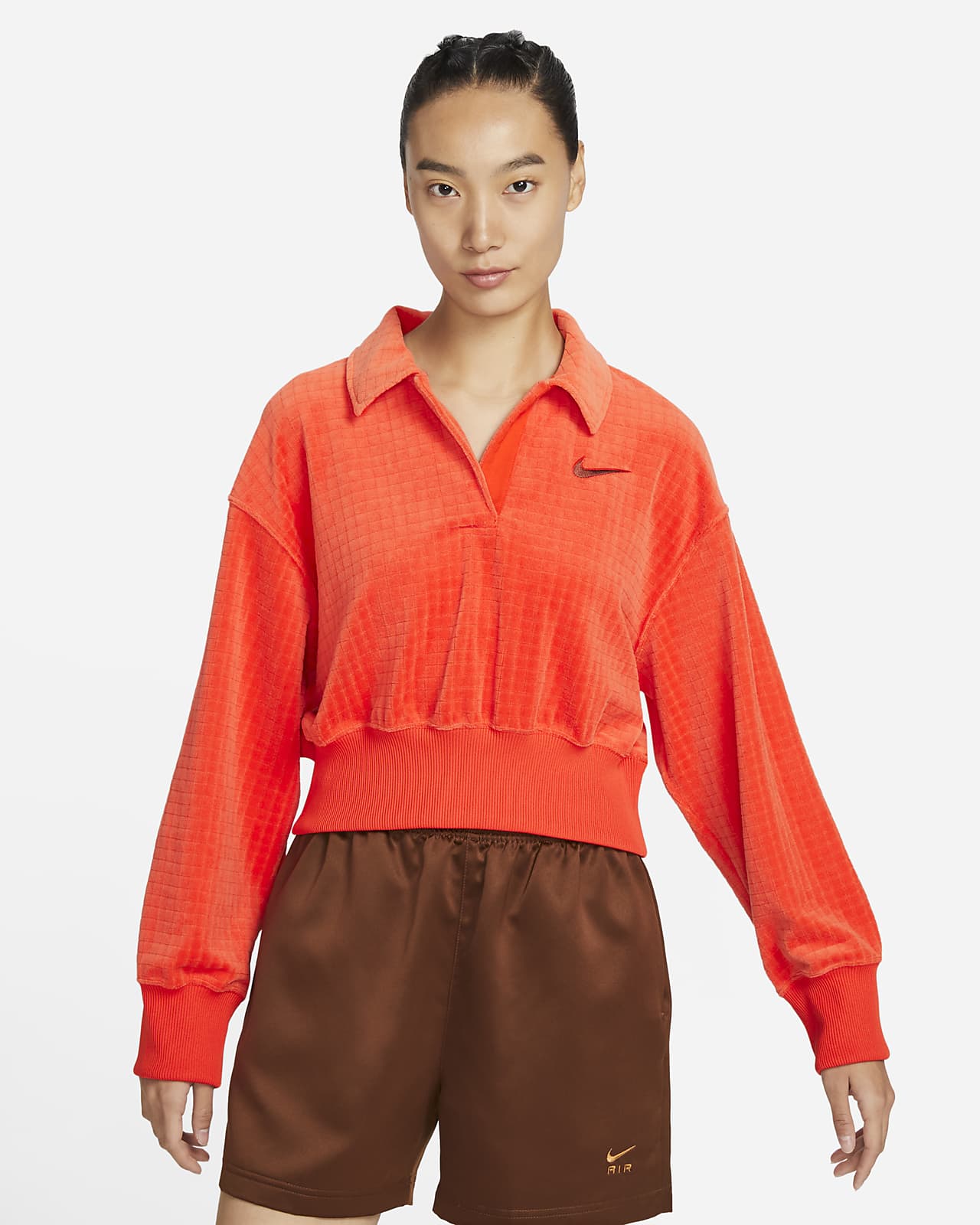 Nike Sportswear 女子平绒长袖翻领上衣
