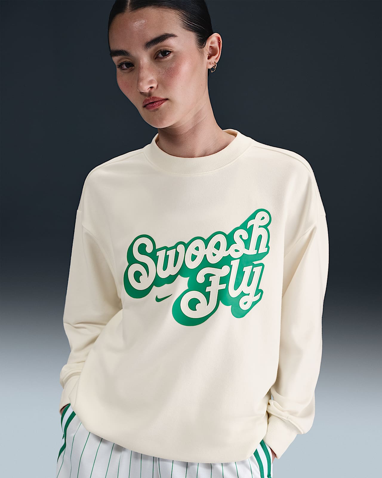 Nike Swoosh Fly Dri-FIT 女子 Oversize 风速干法式毛圈篮球运动衫