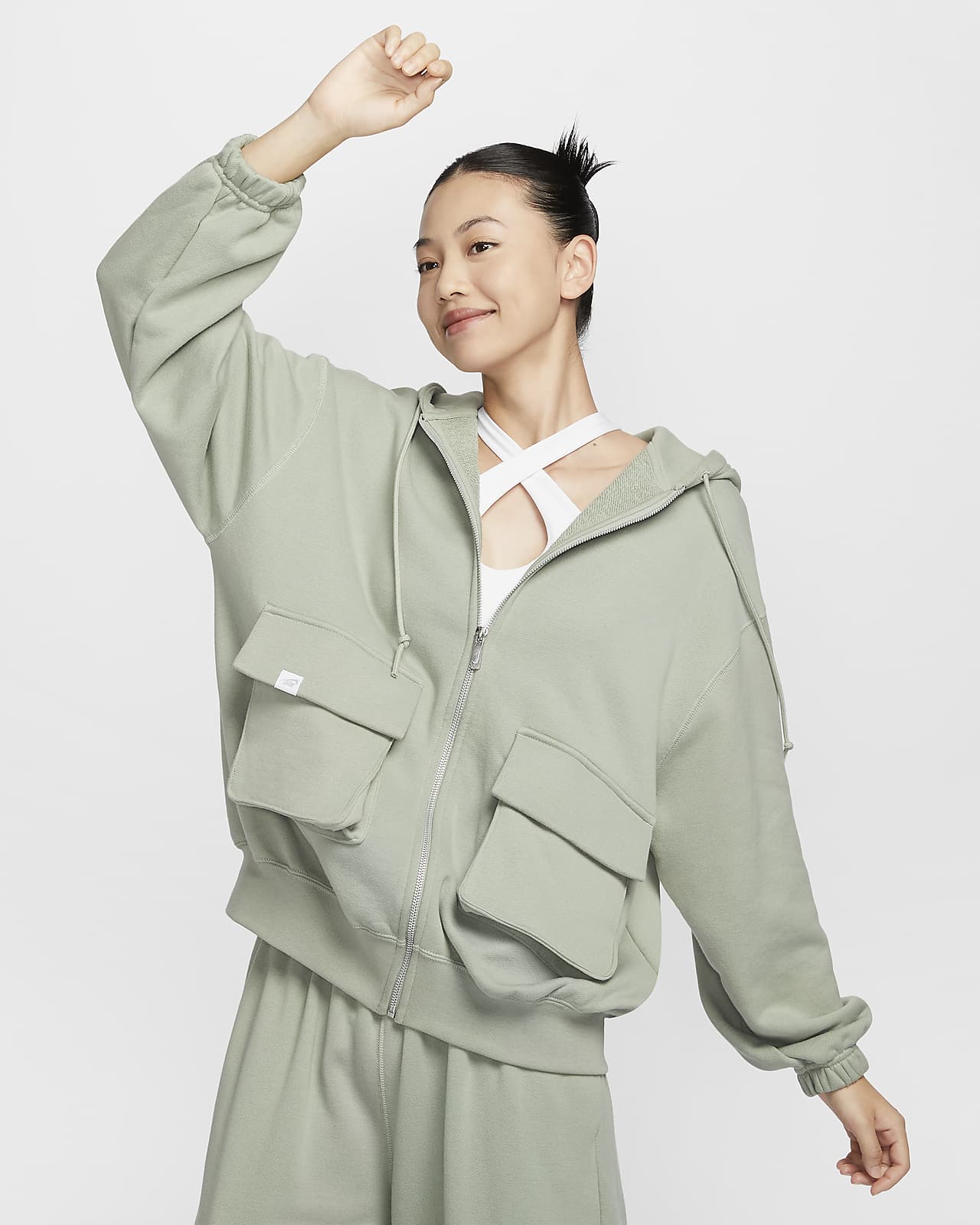 Nike Sportswear 女子 Oversize 风全长拉链开襟法式毛圈连帽衫