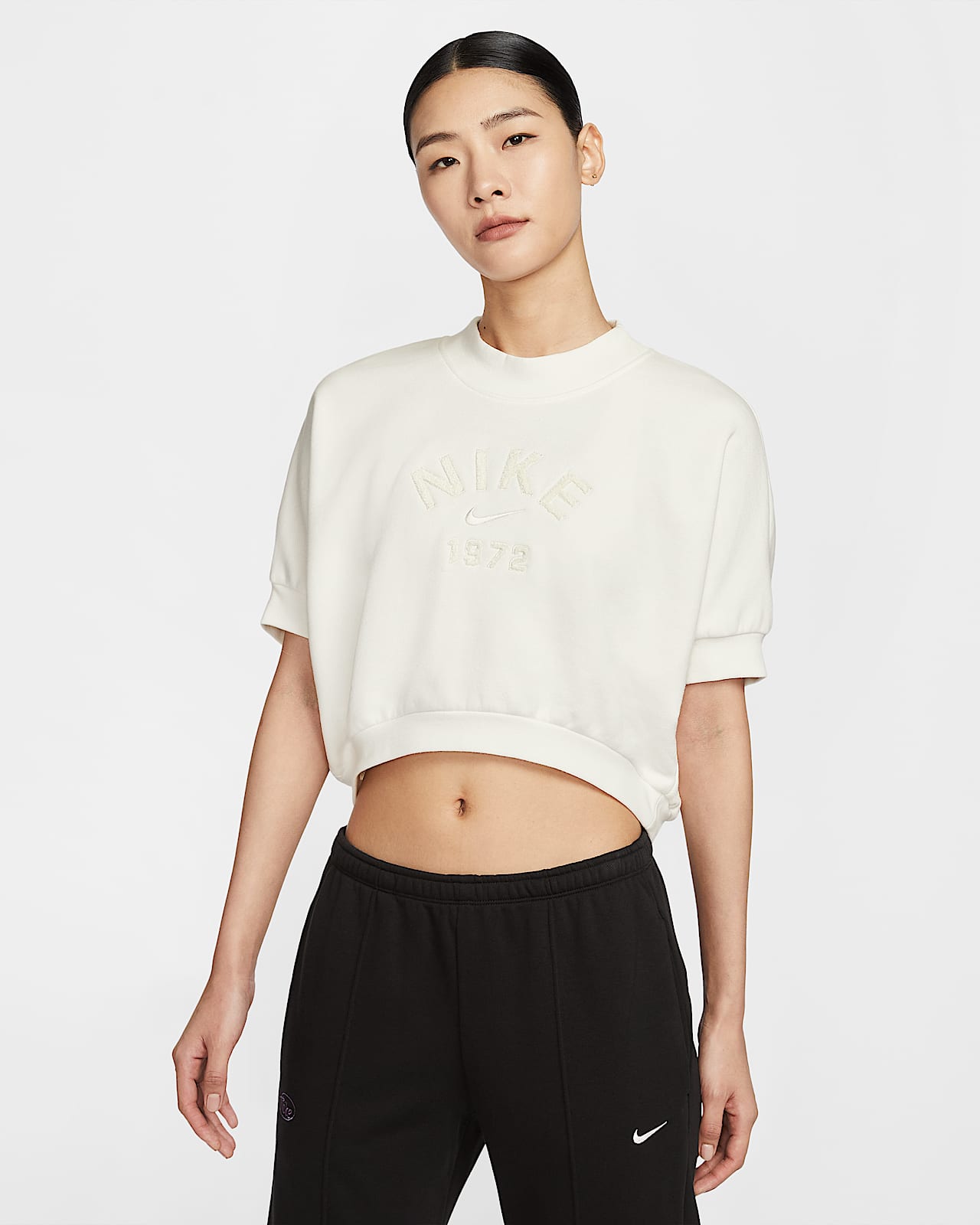 Nike Sportswear Collection 女子圆领短袖短款法式毛圈上衣