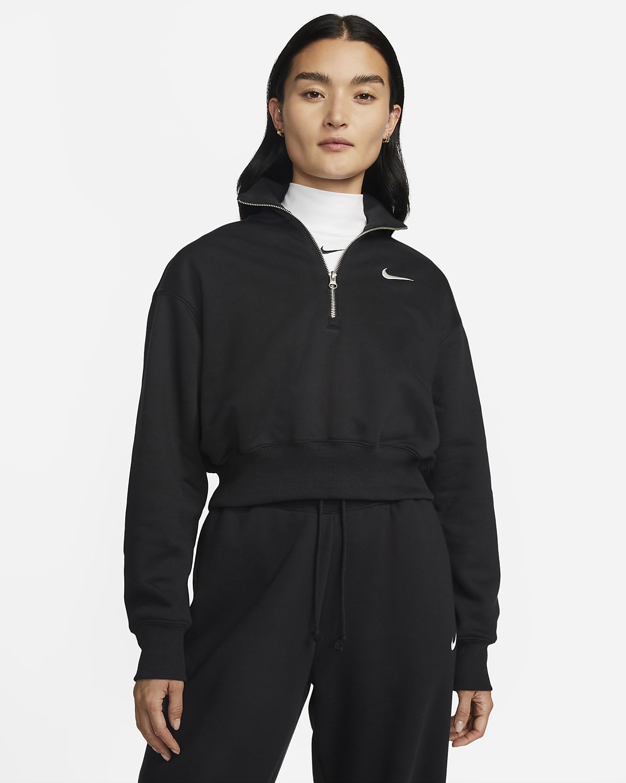 Nike Sportswear Phoenix Fleece 女子 Oversize 风半长拉链开襟短款加绒运动衫