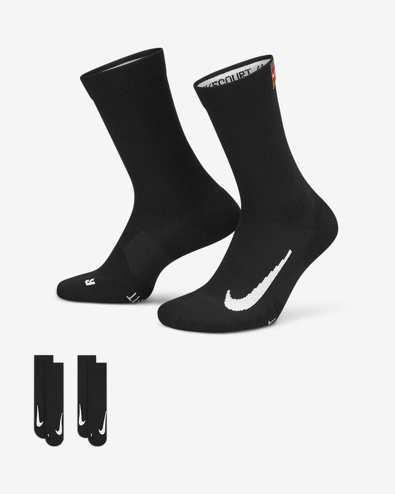 NikeCourt Multiplier 舒适速干中筒网球袜（2 双）