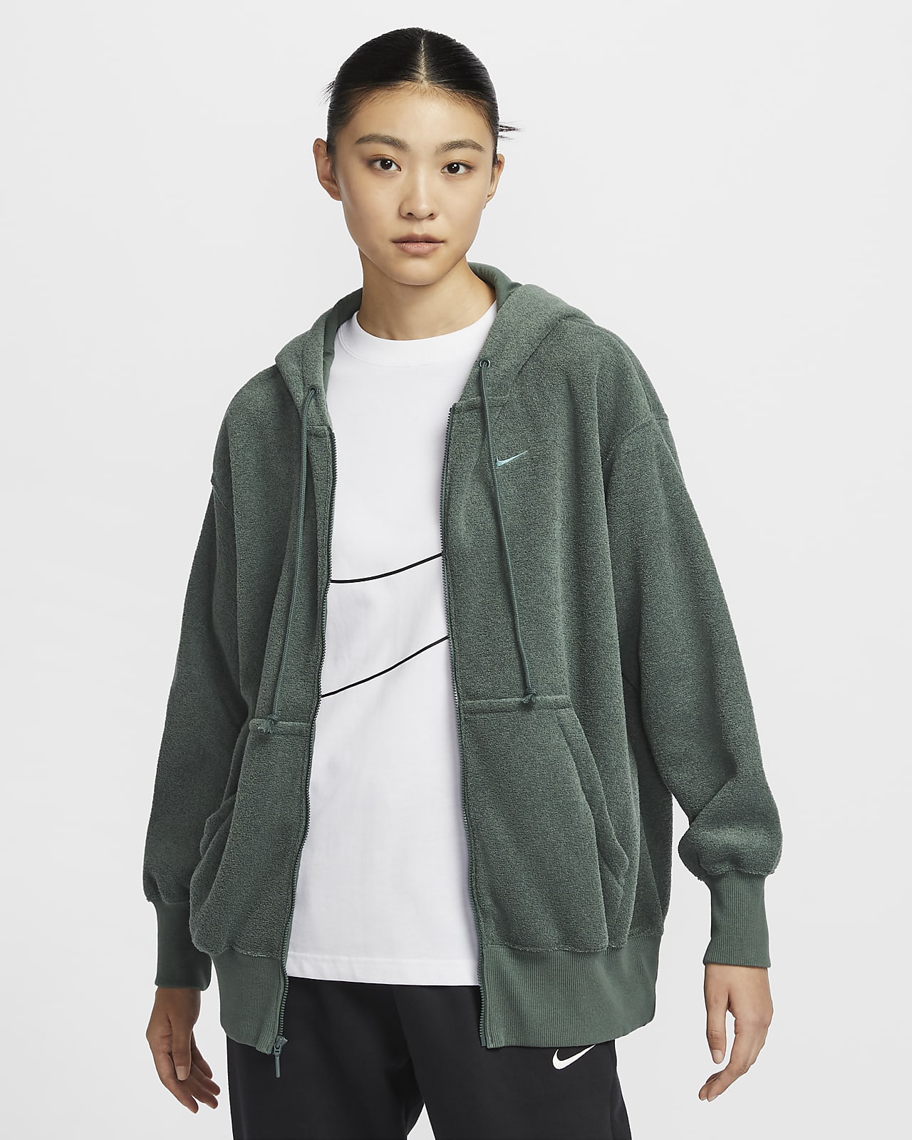 Nike Sportswear Phoenix Plush 女子 Oversize 风舒适全长拉链开襟加绒连帽衫