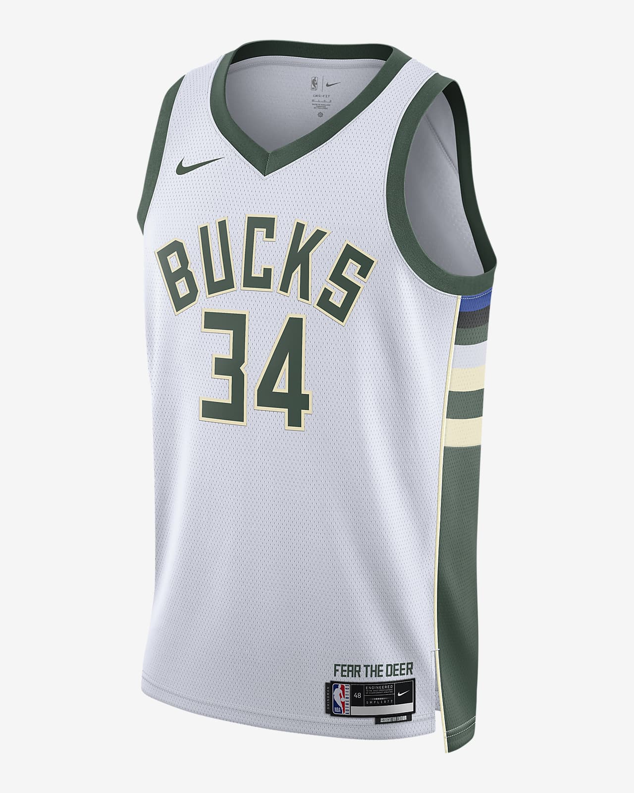 2022/23 赛季密尔沃基雄鹿队 Association Edition Nike Dri-FIT NBA Swingman Jersey 男子透气速干球衣