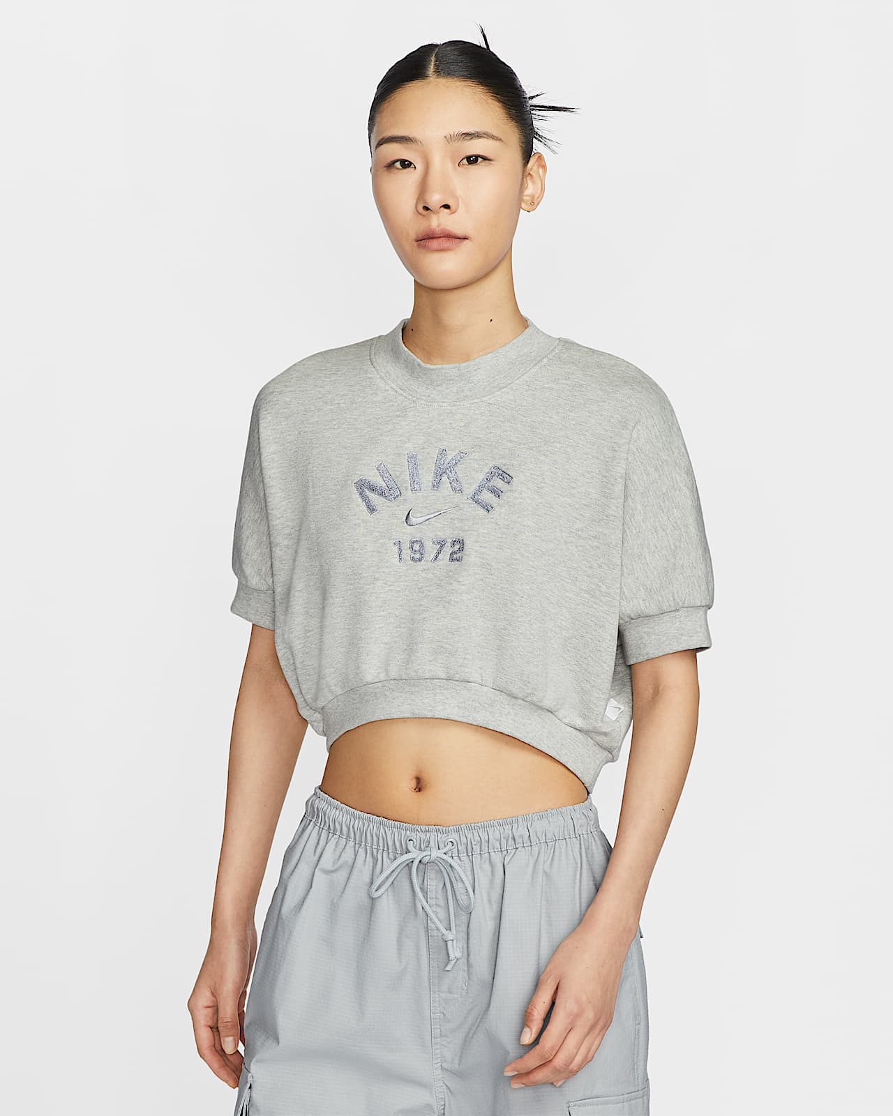 Nike Sportswear Collection 女子圆领短袖短款法式毛圈上衣