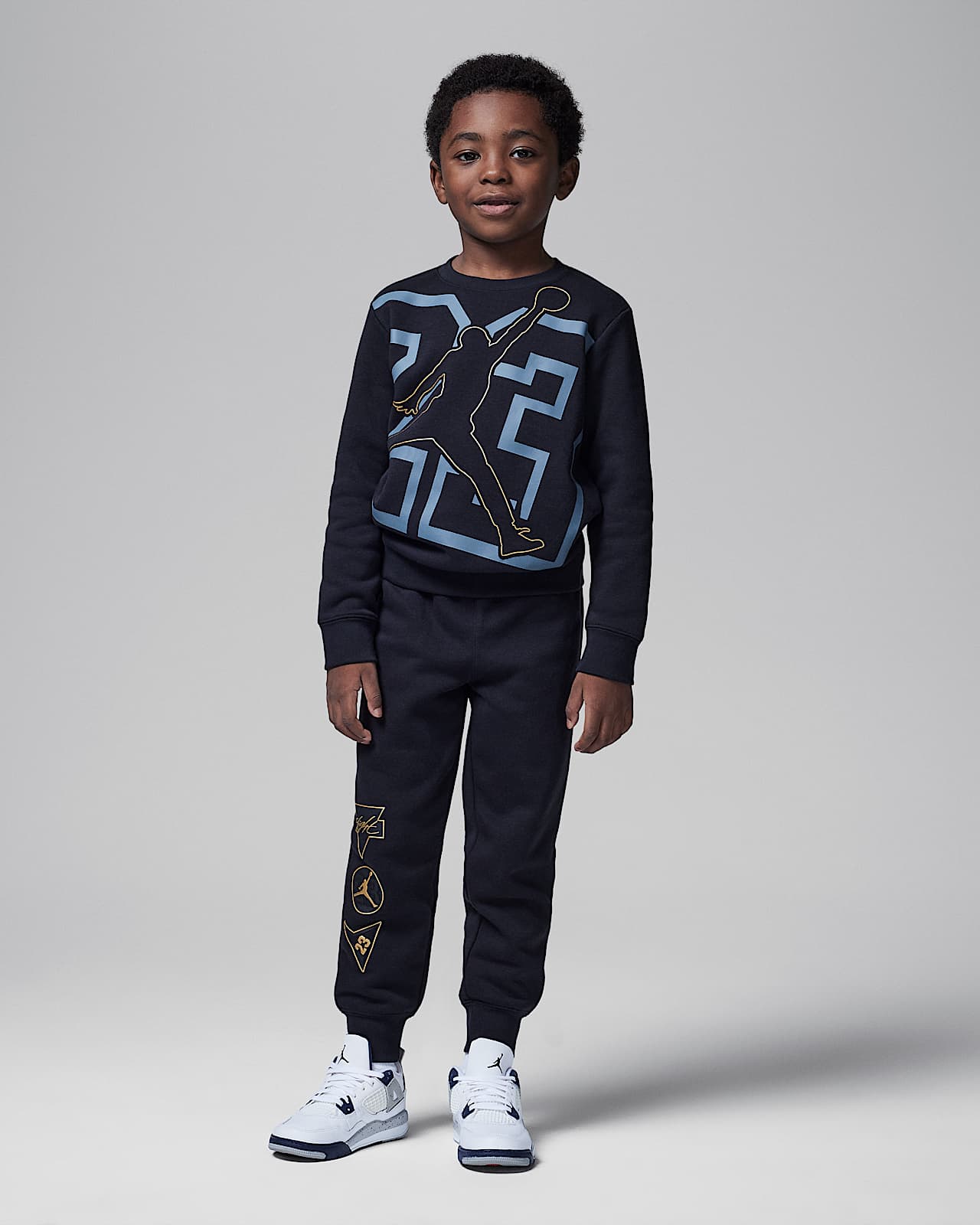 Jordan "See Me Shine" 幼童加绒圆领上衣和长裤套装