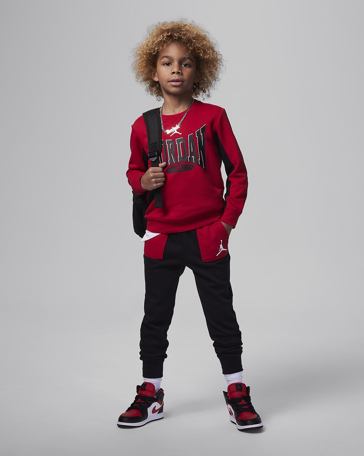 Jordan Retro 幼童法式毛圈圆领上衣和长裤套装