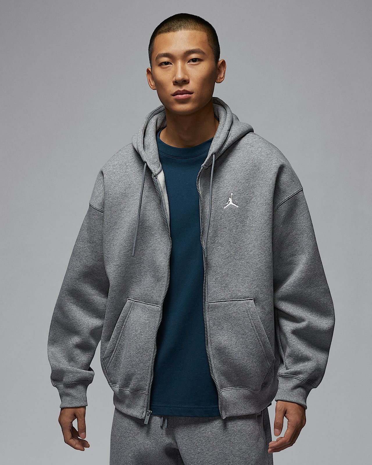 Jordan Brooklyn Fleece 男子 Oversize 风全长拉链开襟加绒连帽衫