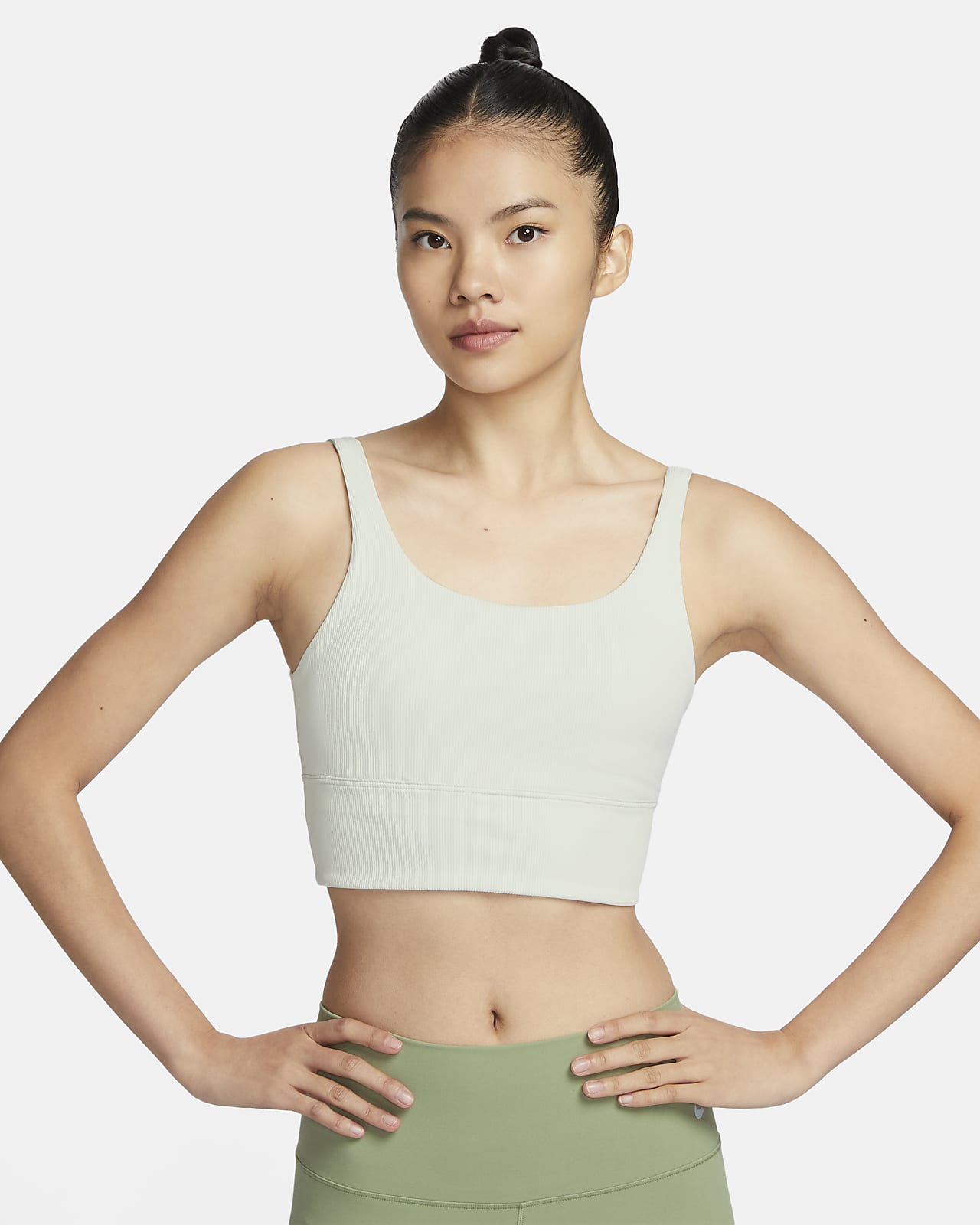 Nike Zenvy 女子柔软包裹低强度支撑速干衬垫罗纹长款运动内衣