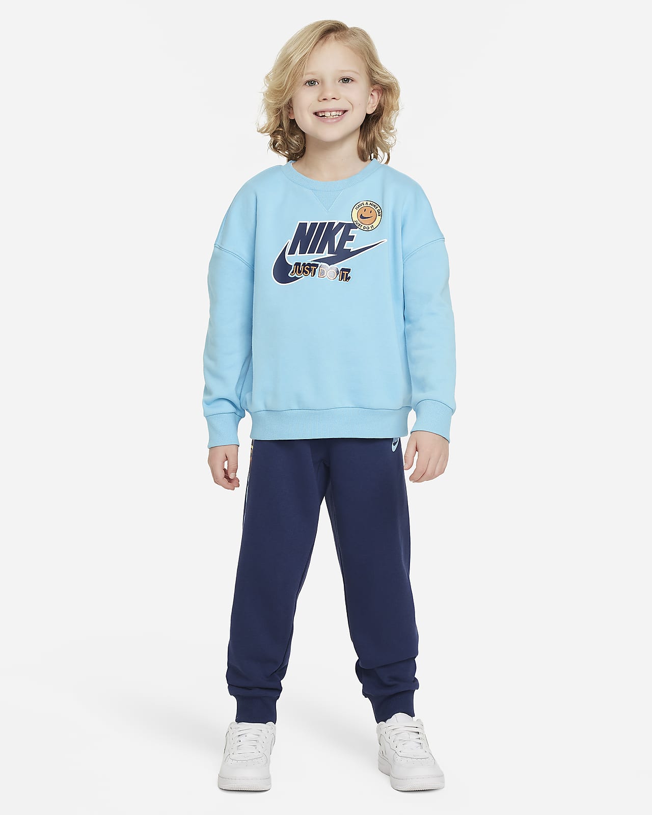 Nike Sportswear 幼童法式毛圈圆领上衣和长裤套装