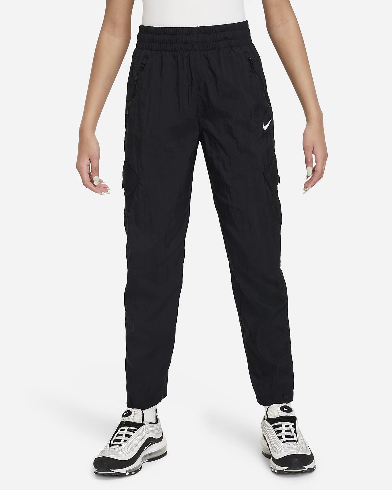 Nike Sportswear 大童（女孩）高腰梭织工装长裤