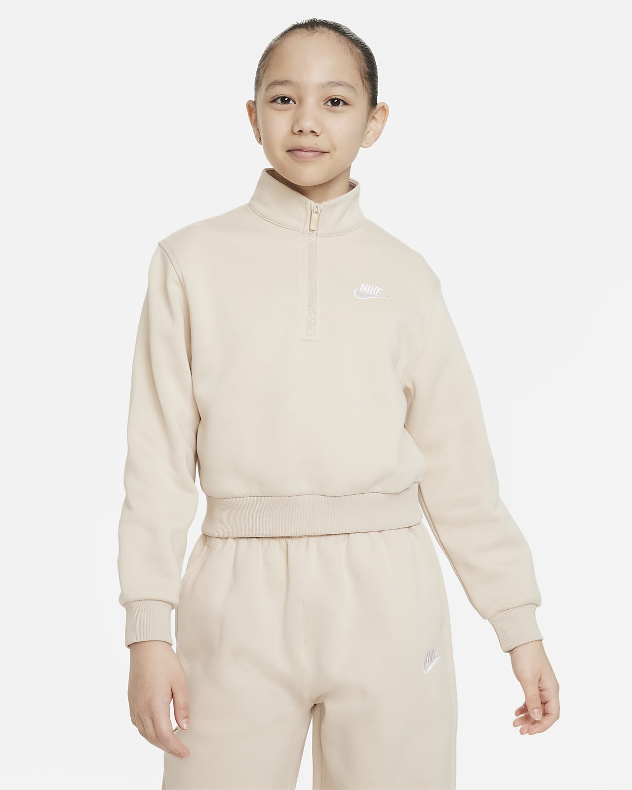 Nike Sportswear Club Fleece 大童（女孩）半长拉链开襟长袖上衣