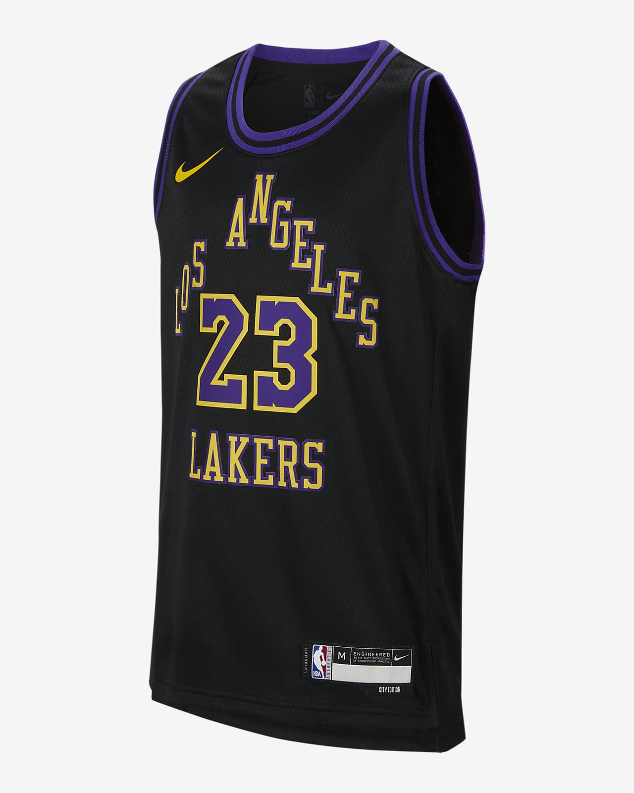 2023/24 赛季洛杉矶湖人队 (LeBron James) City Edition Nike Dri-FIT NBA Swingman Jersey 大童（男孩）速干球衣