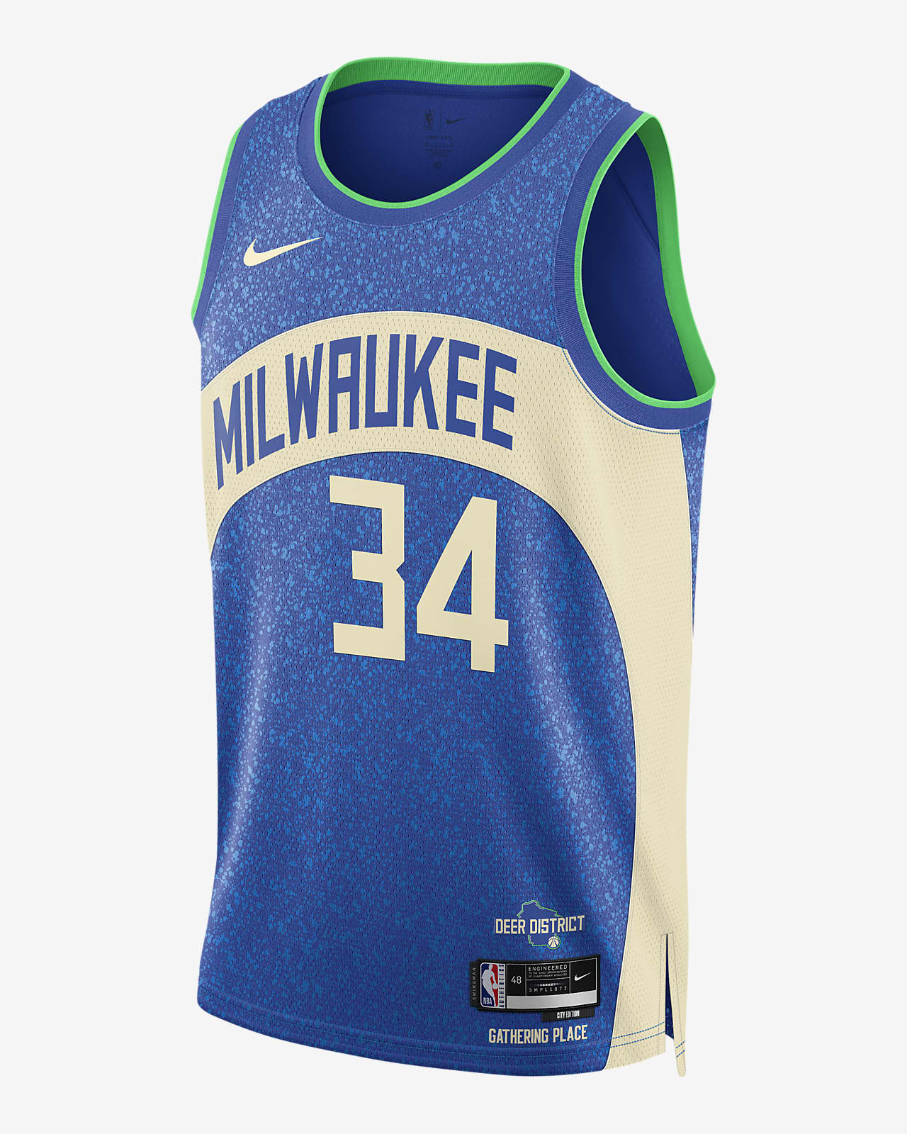 2023/24 赛季密尔沃基雄鹿队 (Giannis Antetokounmpo) City Edition Nike Dri-FIT NBA Swingman Jersey 男子速干球衣