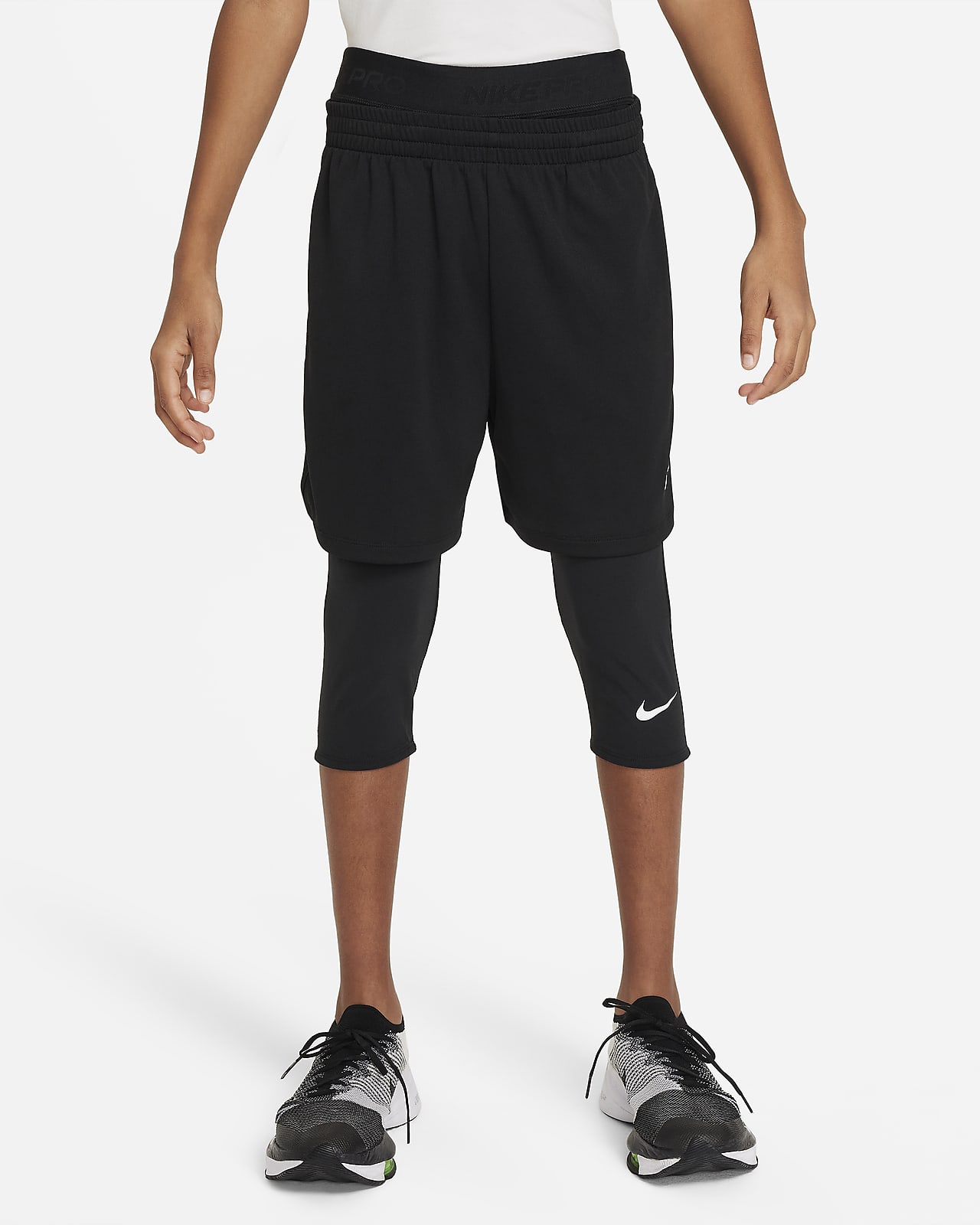 Nike Pro Dri-FIT 大童（男孩）速干舒爽训练七分紧身裤