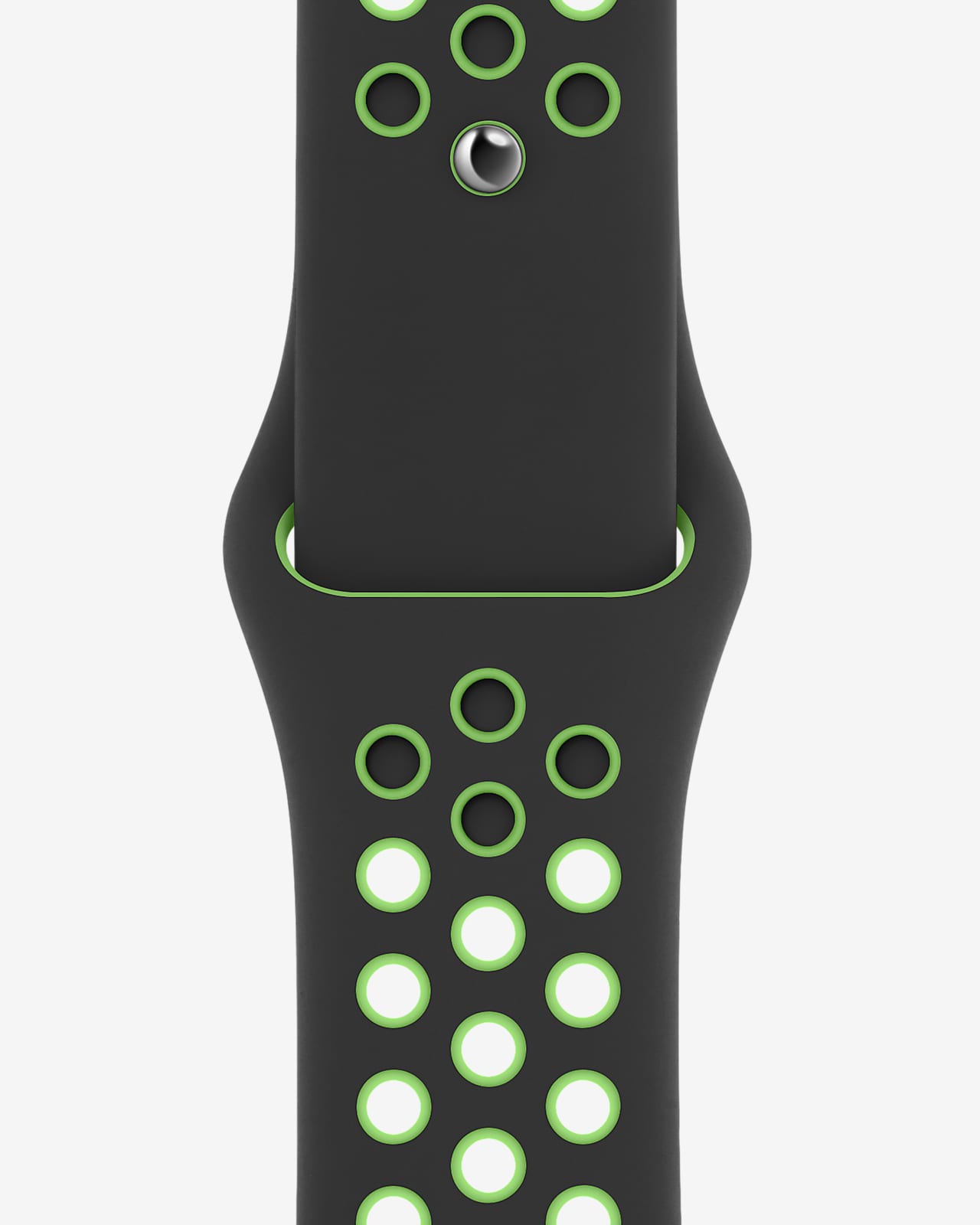 44 毫米黑/闪亮绿色 Nike 运动表带 - 标准号